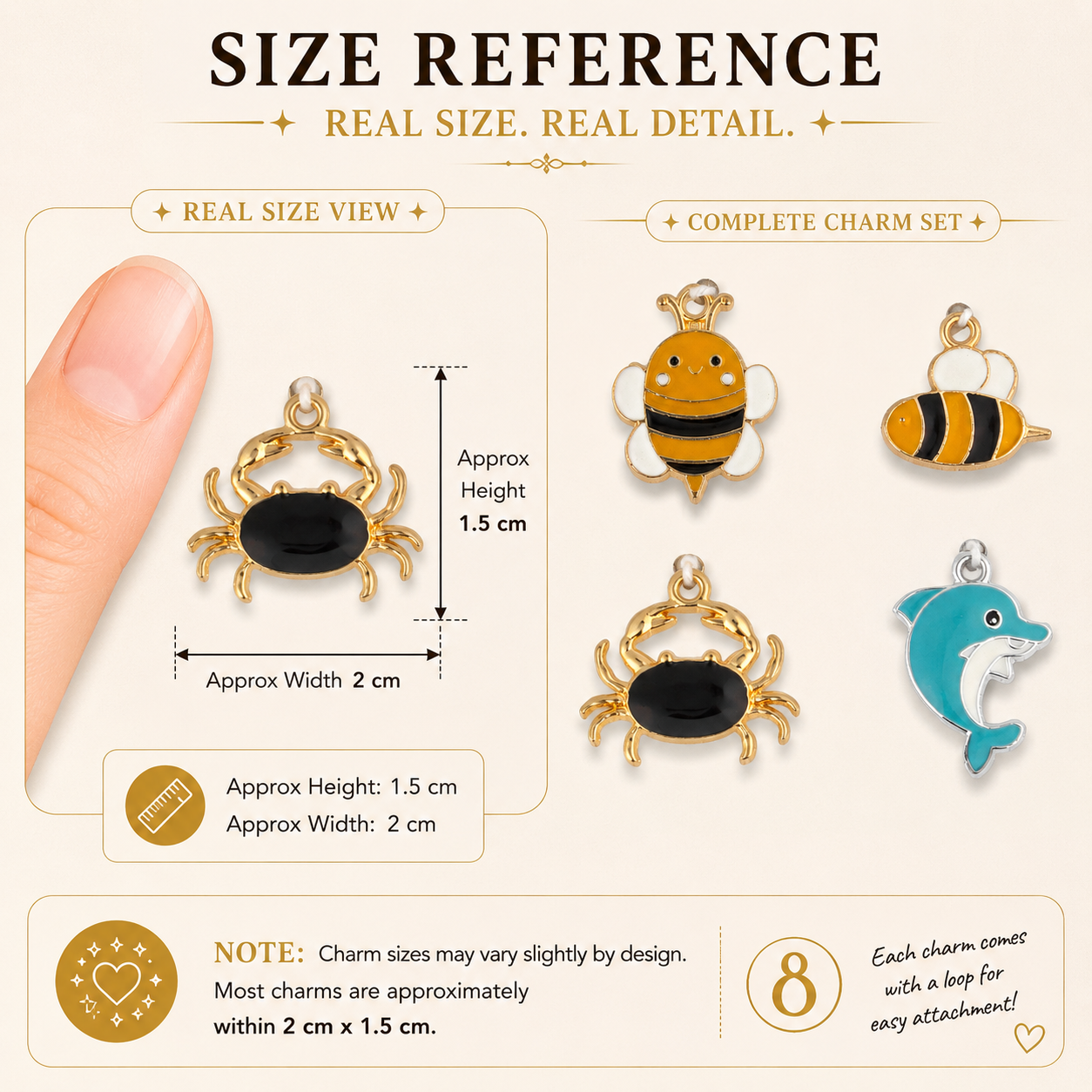 Metal Charms Sea Bee 4pc