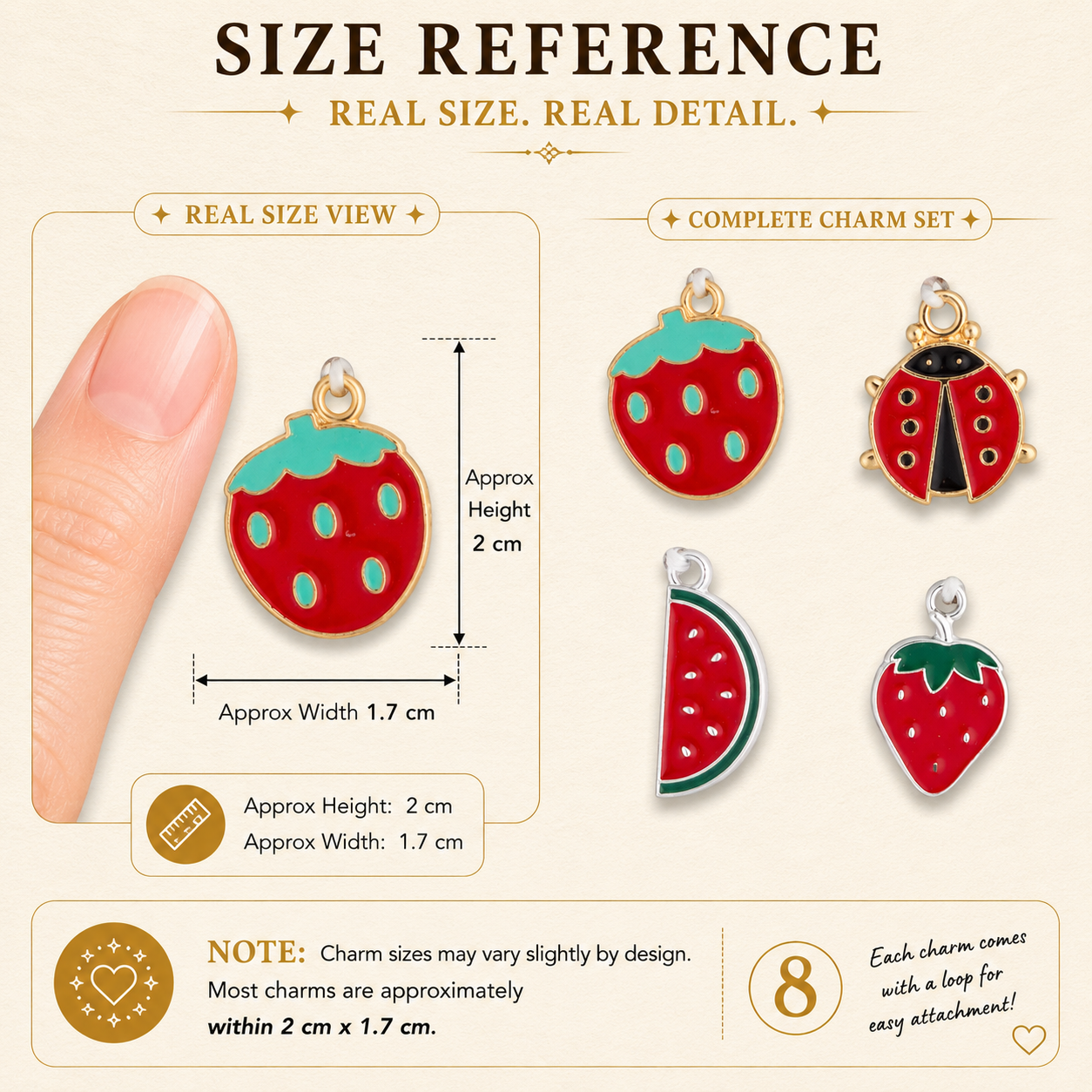 Metal Charms Fruit Bug 4pc