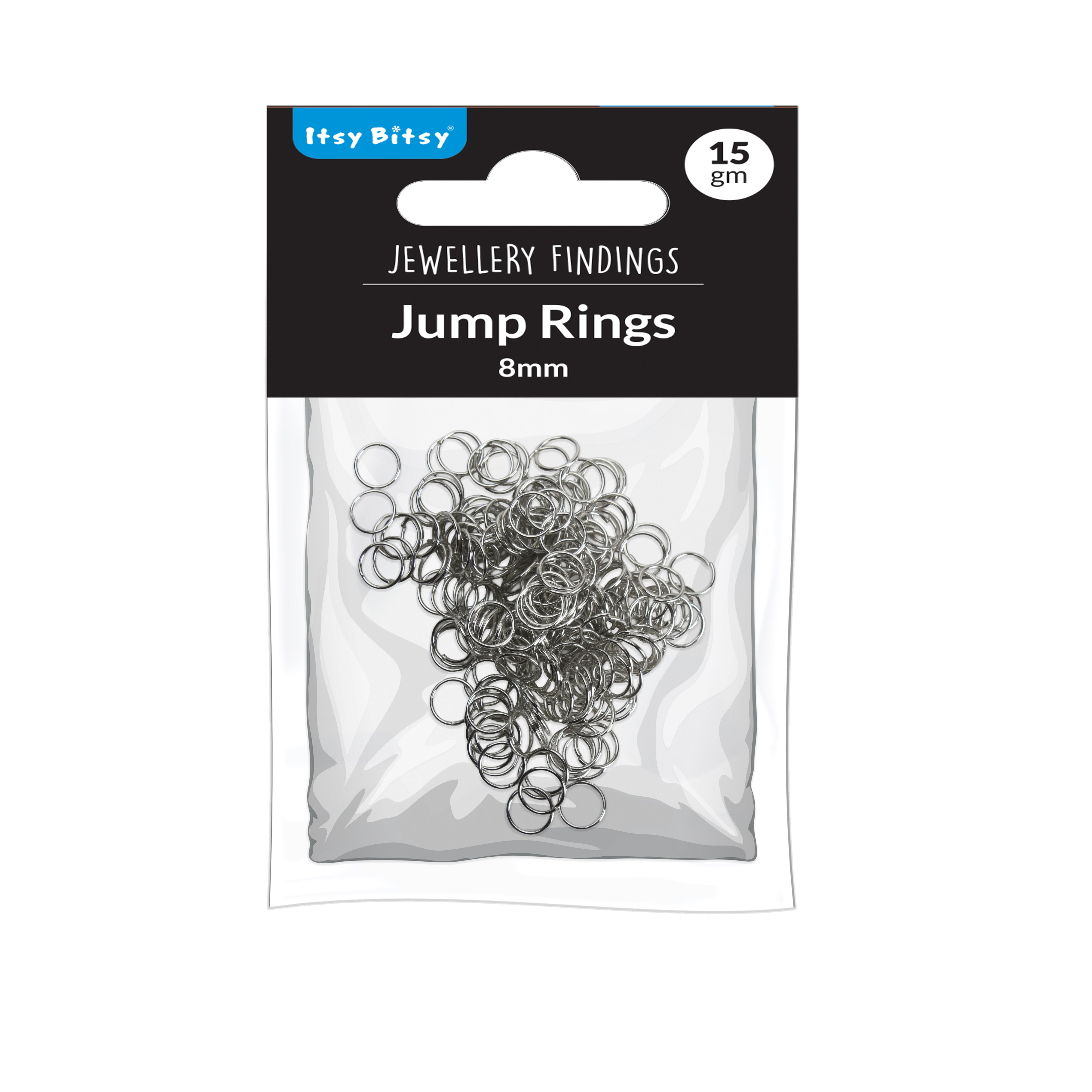 Jewellery Findings Jump Ring Open Nickel 8mm 15gm