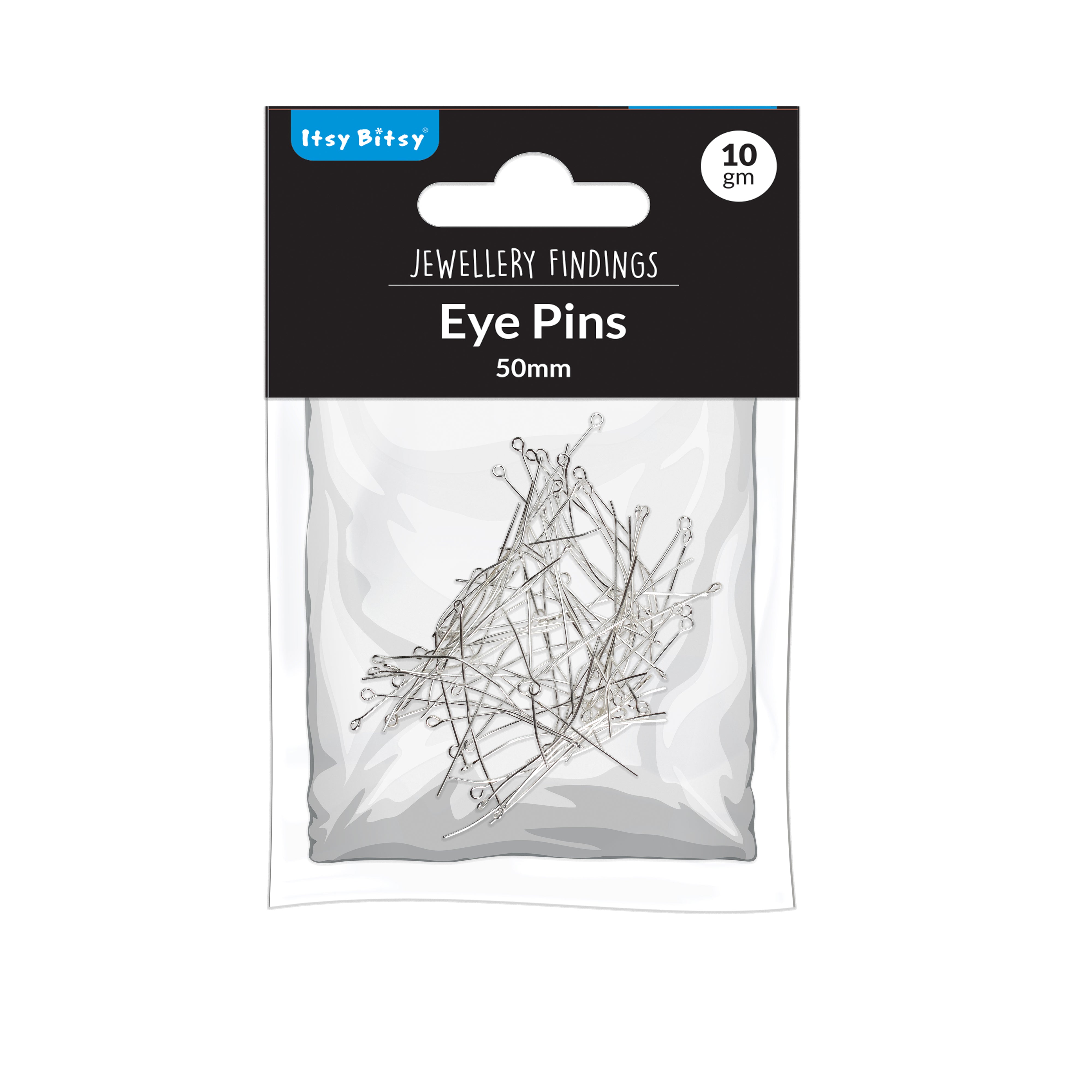 Jewellery Findings Eye Pin Silver 50mm 10gm