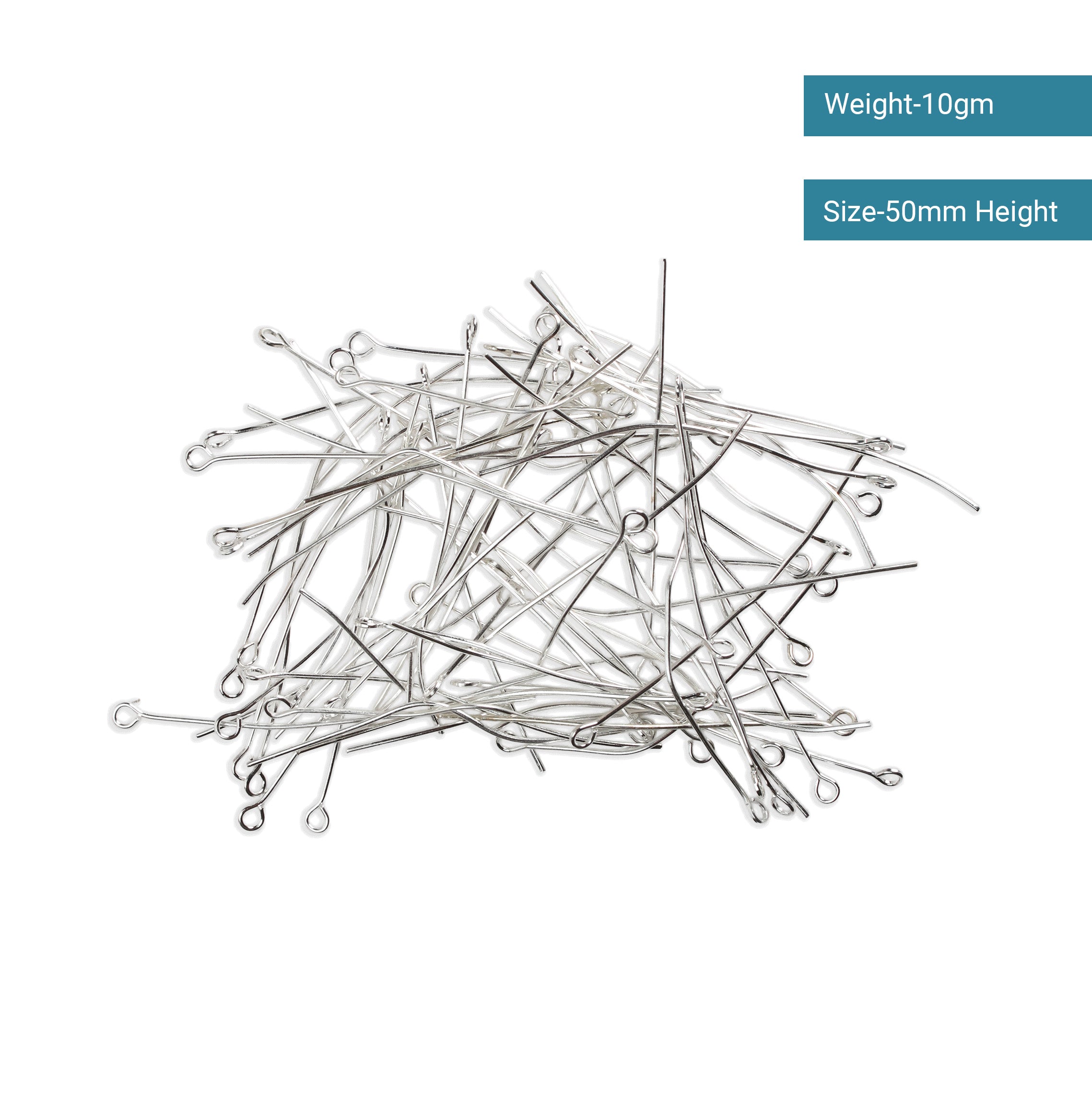 Jewellery Findings Eye Pin Silver 50mm 10gm