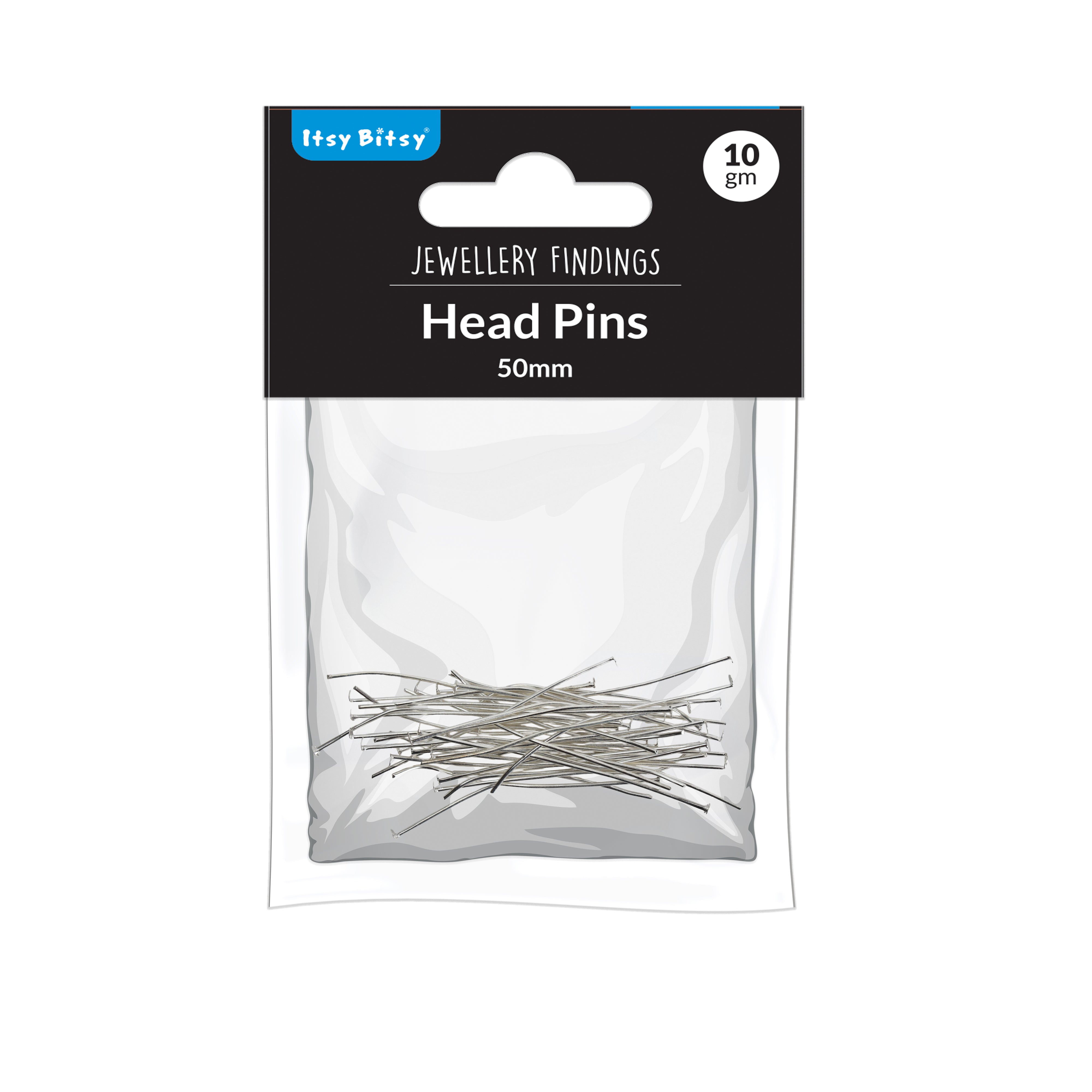 Jewellery Findings Head Pin Silver 50mm 10gm