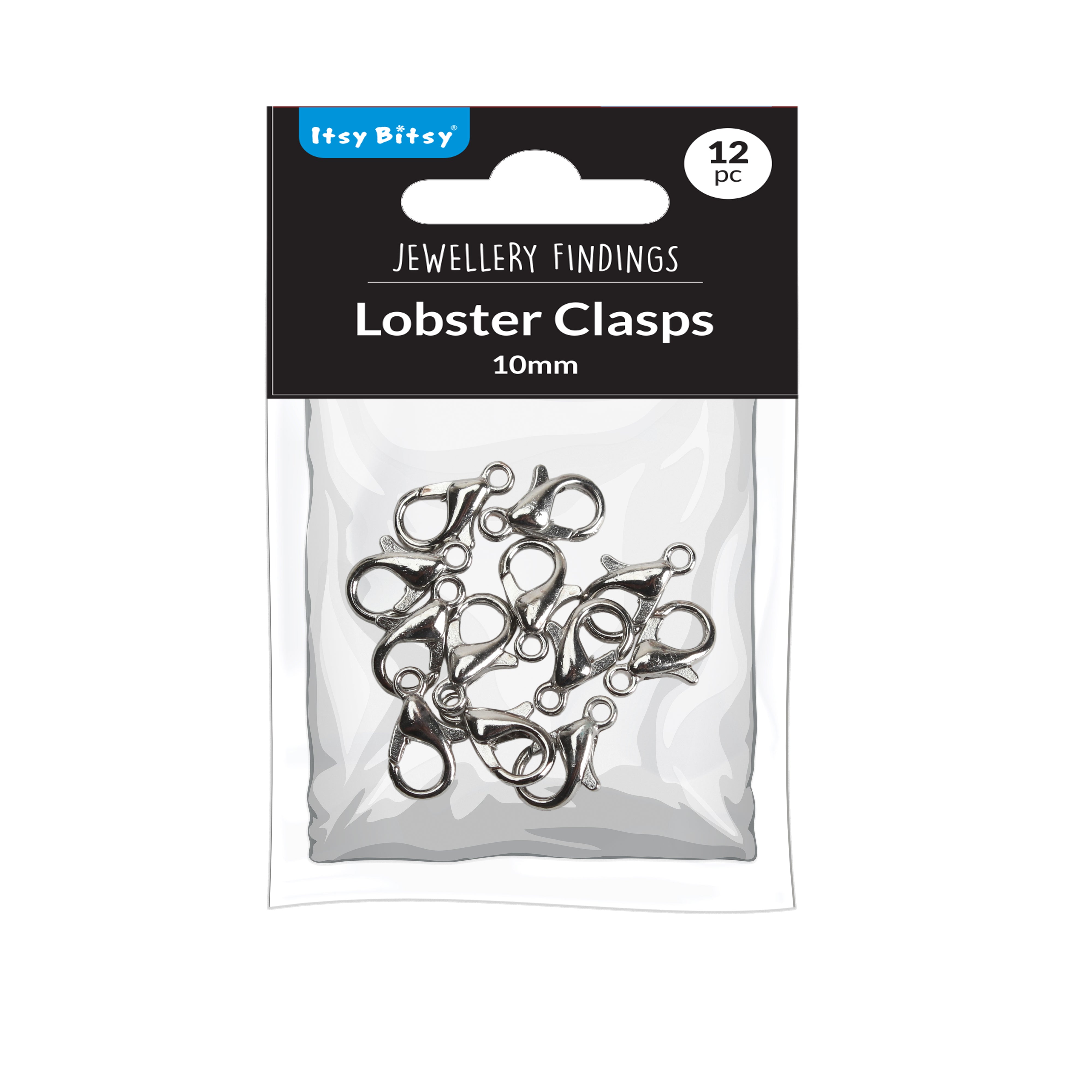Jewellery Findings Lobster Clasp Nickel 10mm 12pc