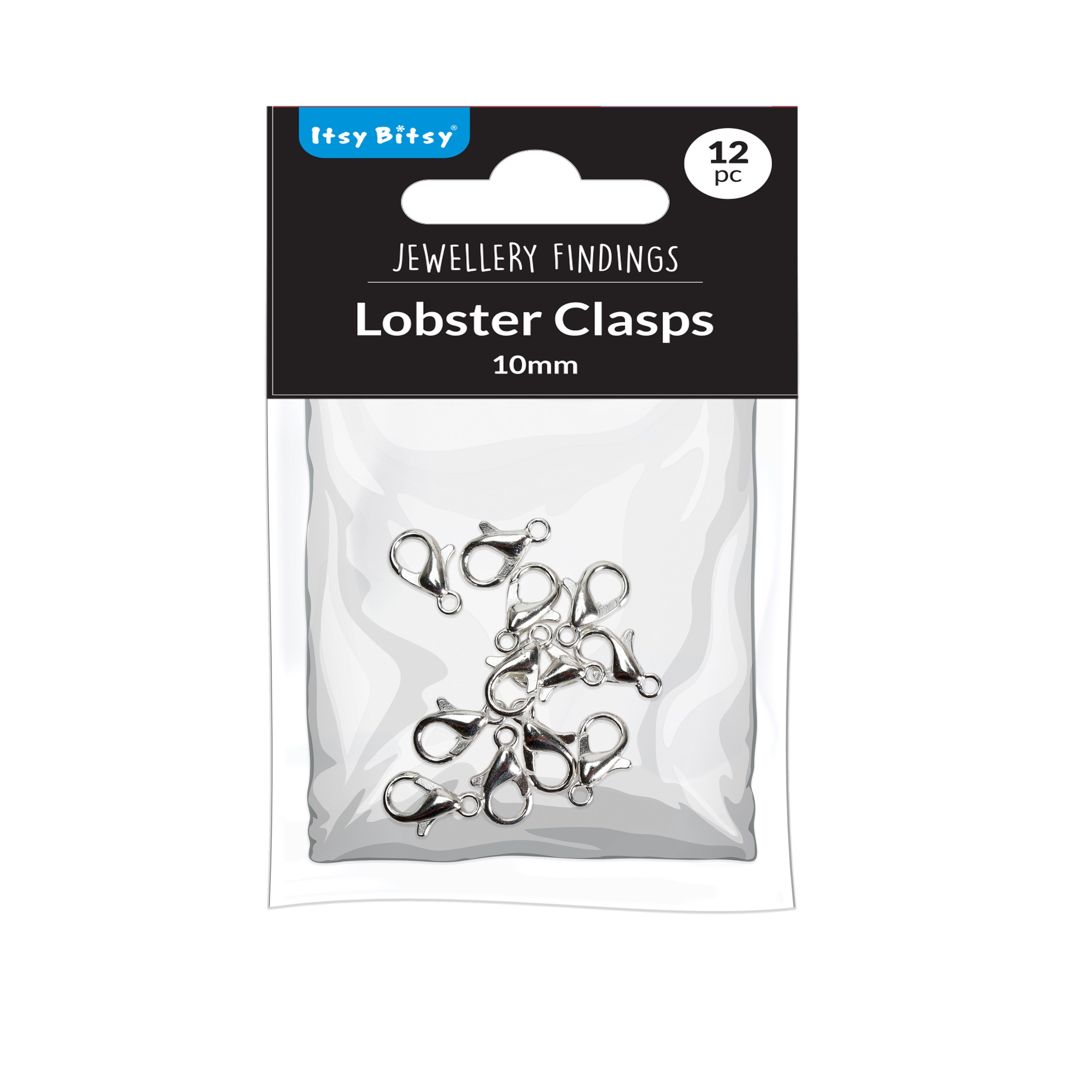 Jewellery Findings Lobster Clasp Silver 10mm 12pc