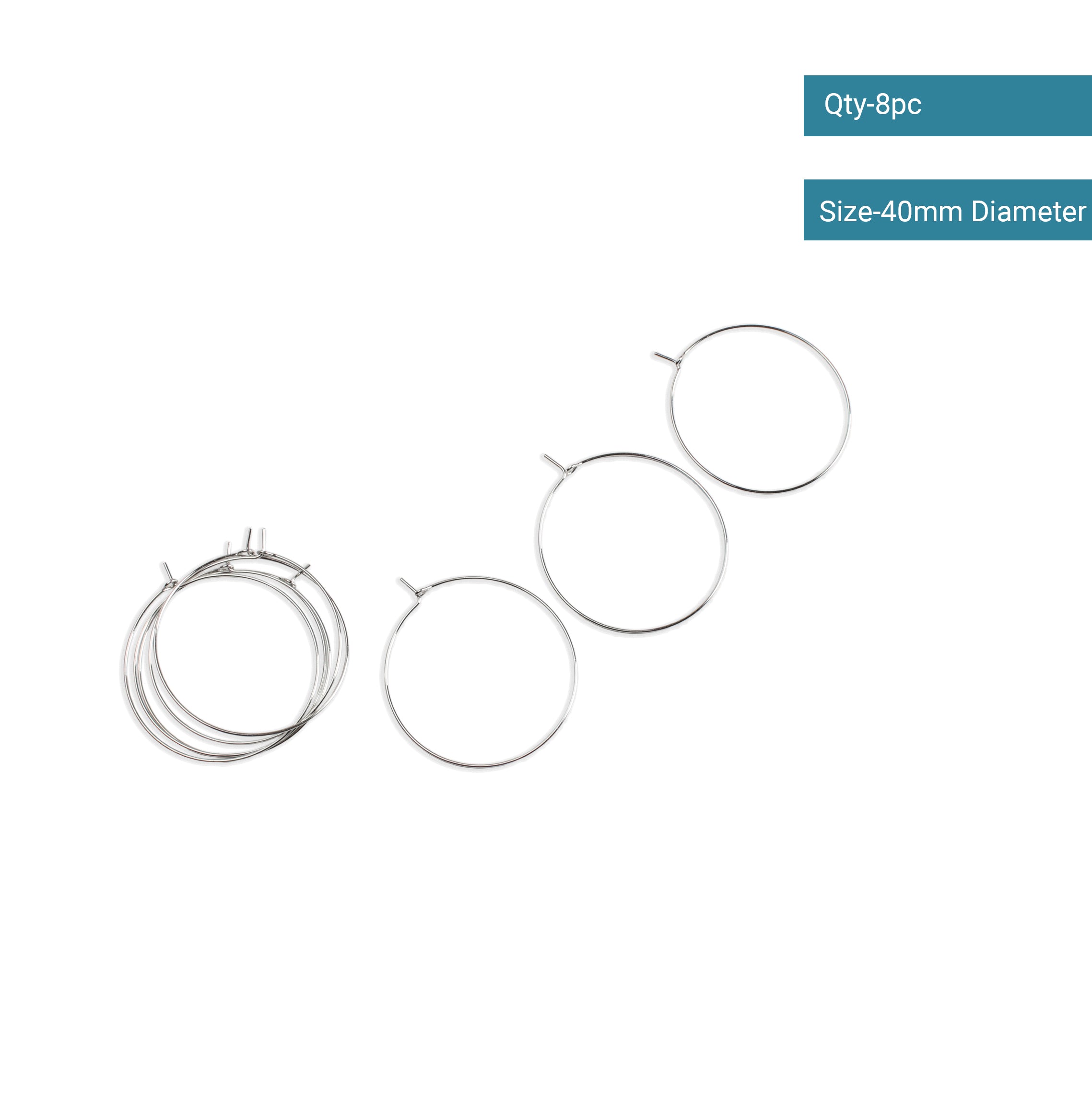 Jewellery Findings Ear Hoop Round Nickel 40mm Dia 8pc