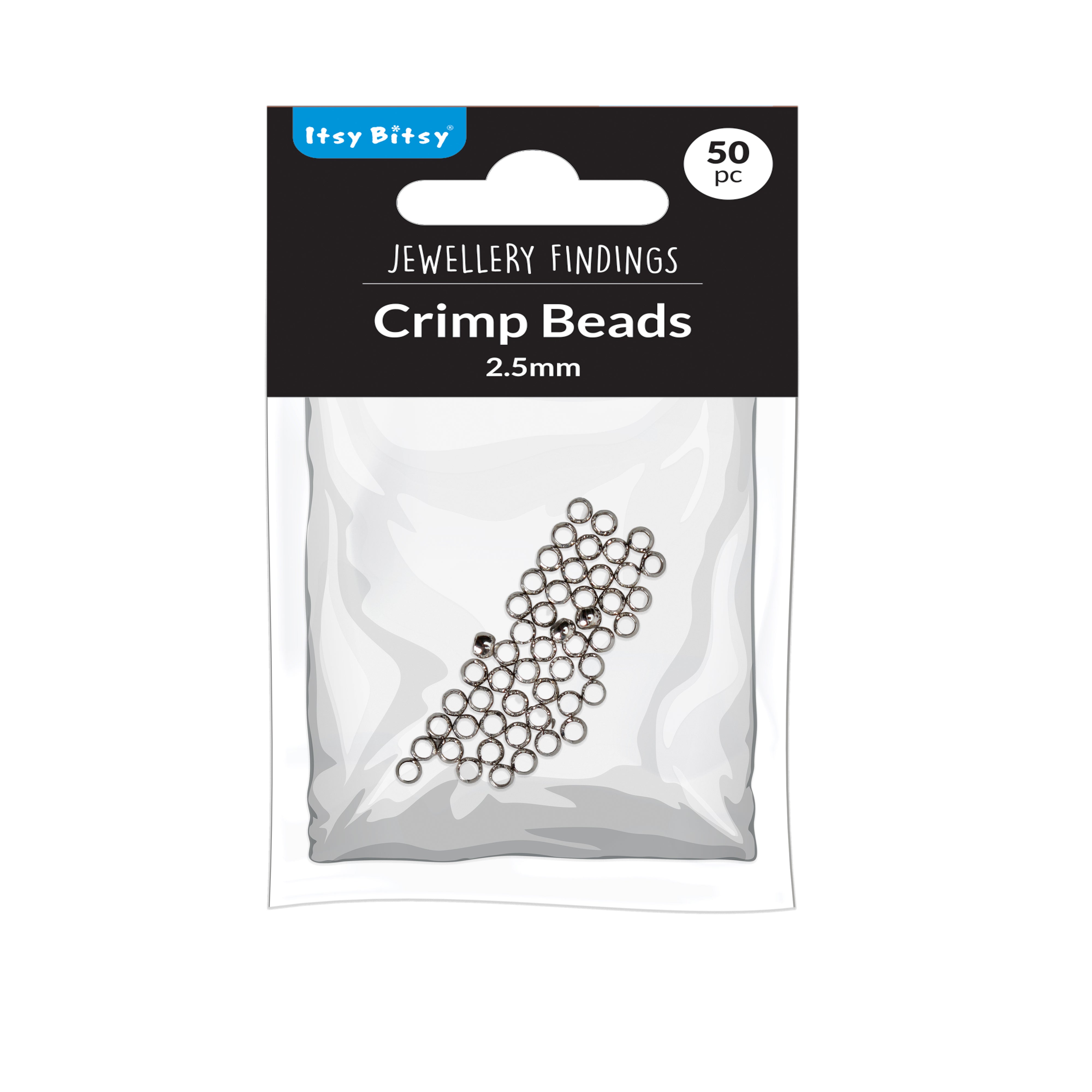 Jewellery Findings Crimp Beads Nickel 2.5mm 50pc