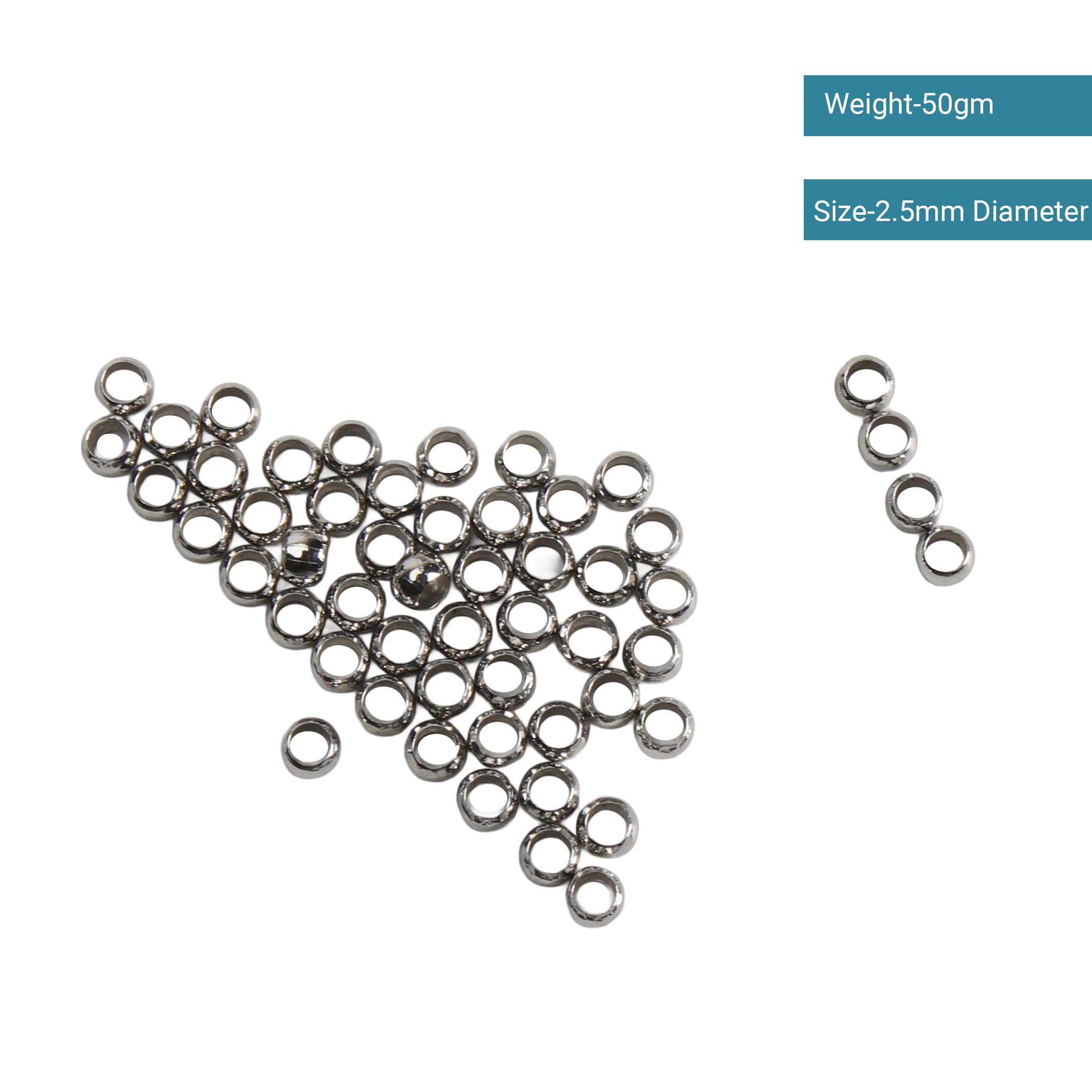 Jewellery Findings Crimp Beads Nickel 2.5mm 50pc
