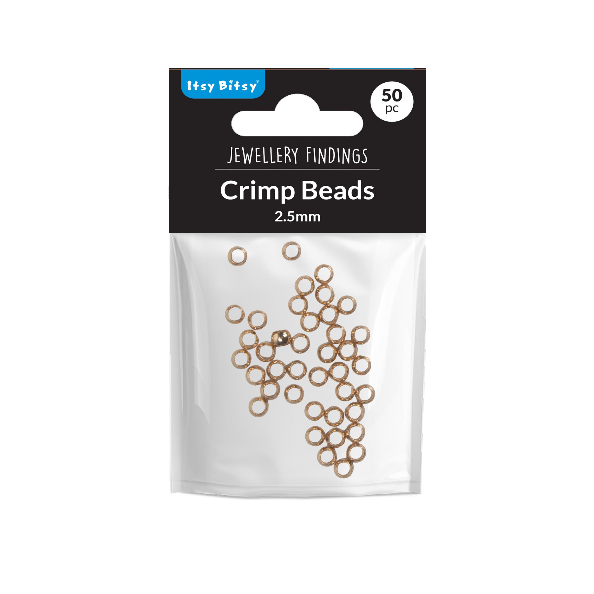 Jewellery Findings Crimp Beads Gold 2.5mm 50pc
