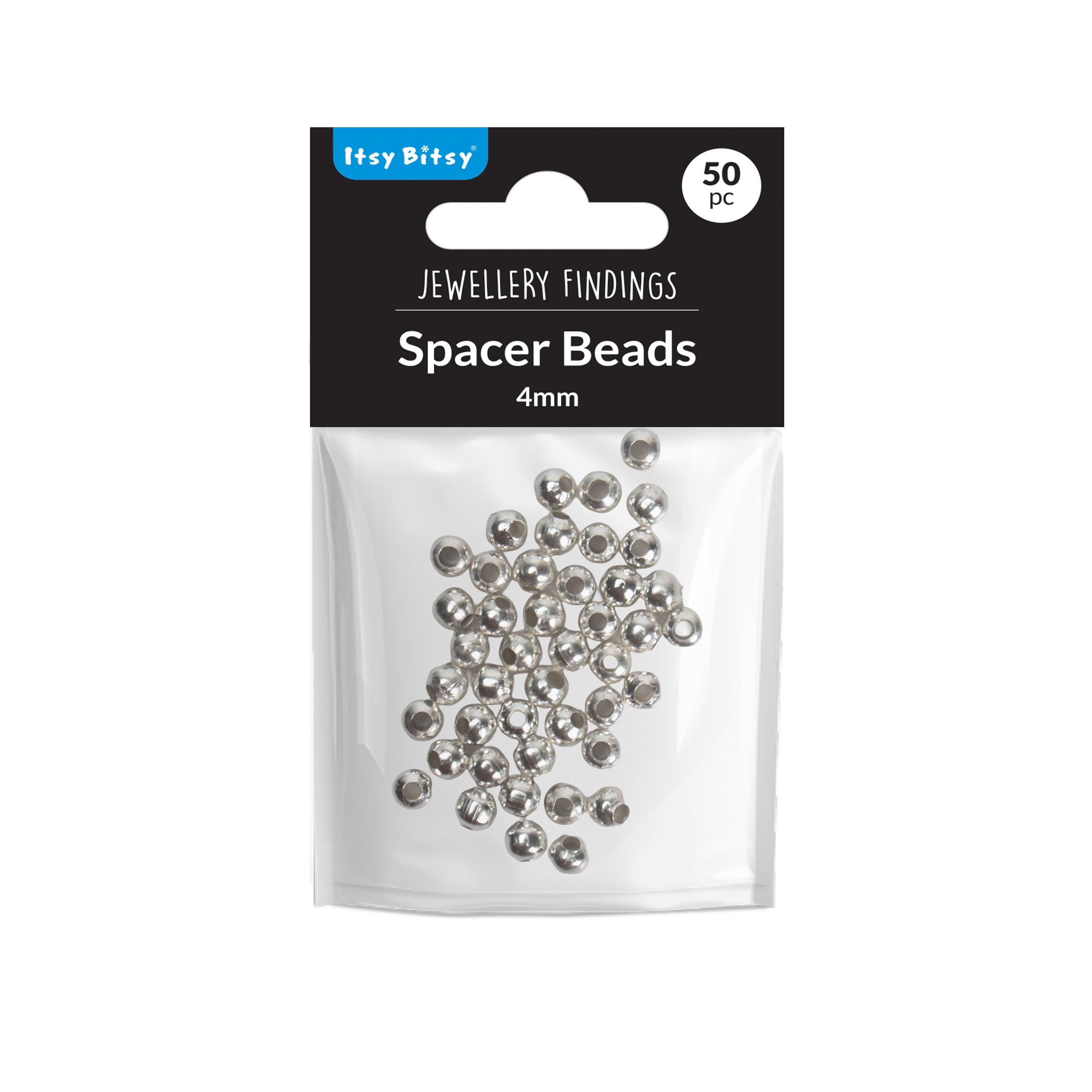 Jewellery Findings Metal Spacer Beads Silver 4.0mm 50pc