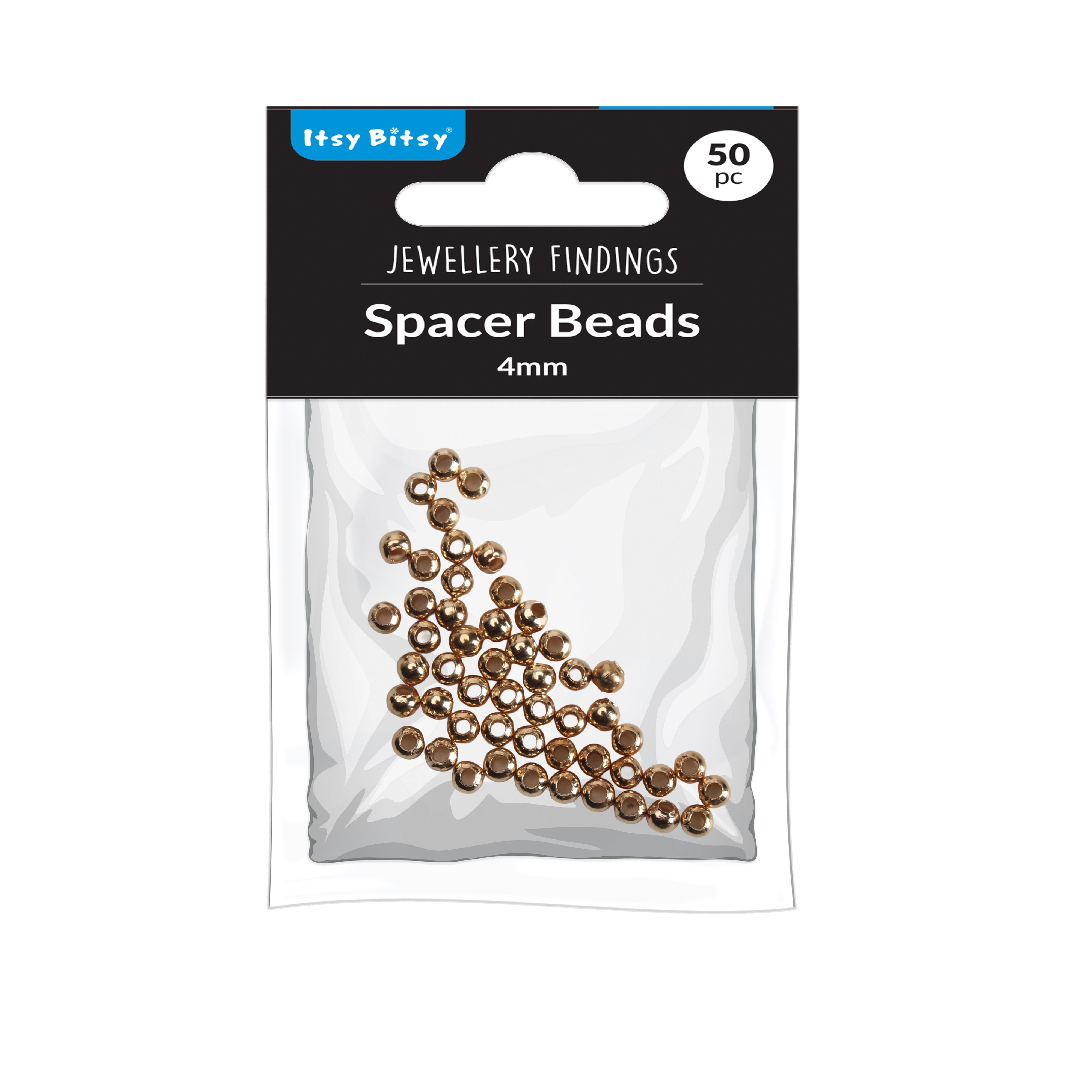 Jewellery Findings Metal Spacer Beads Gold 4.0mm kc 50pc