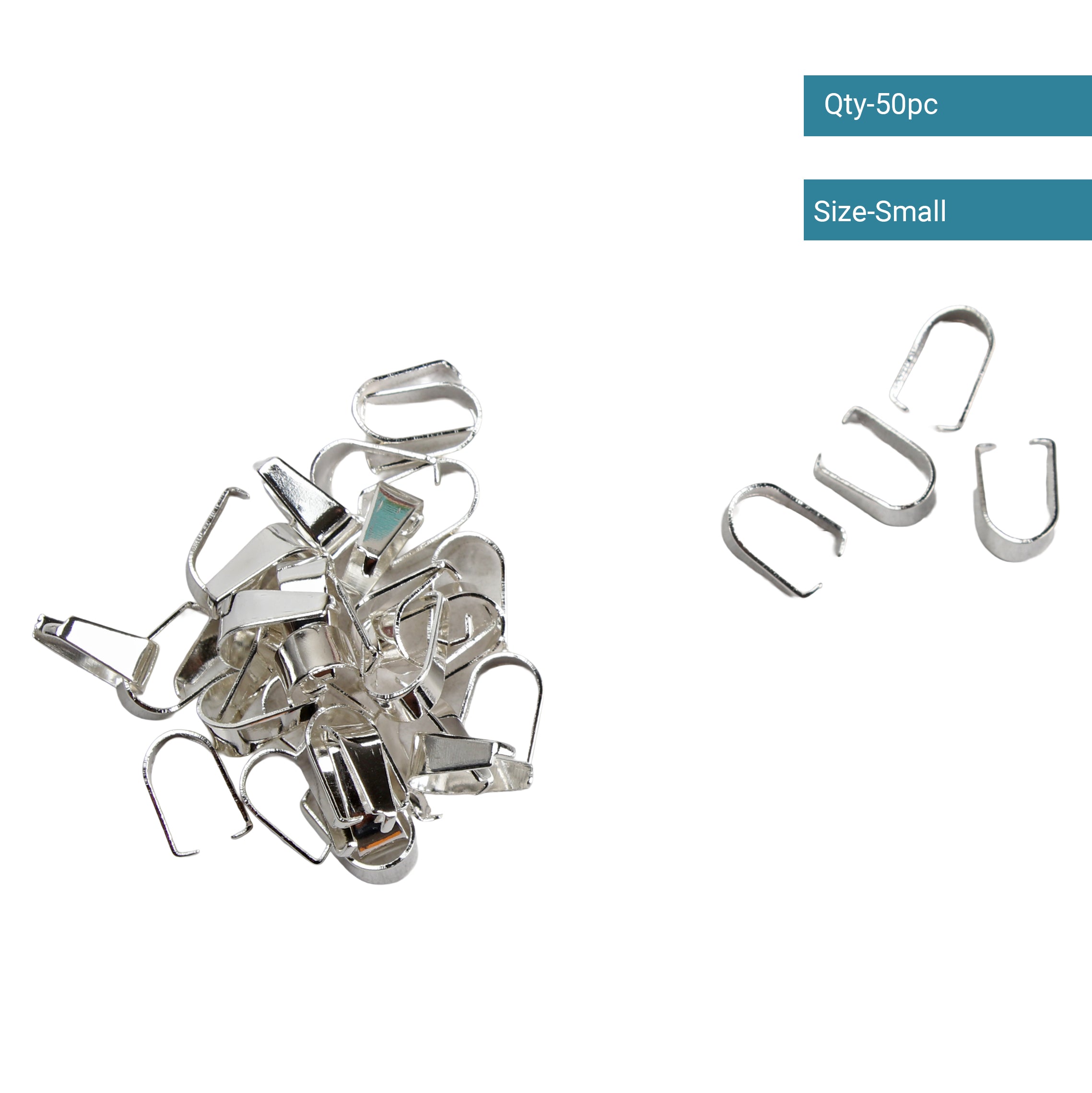 Jewellery Findings Pendant Hooks Silver small 50pc
