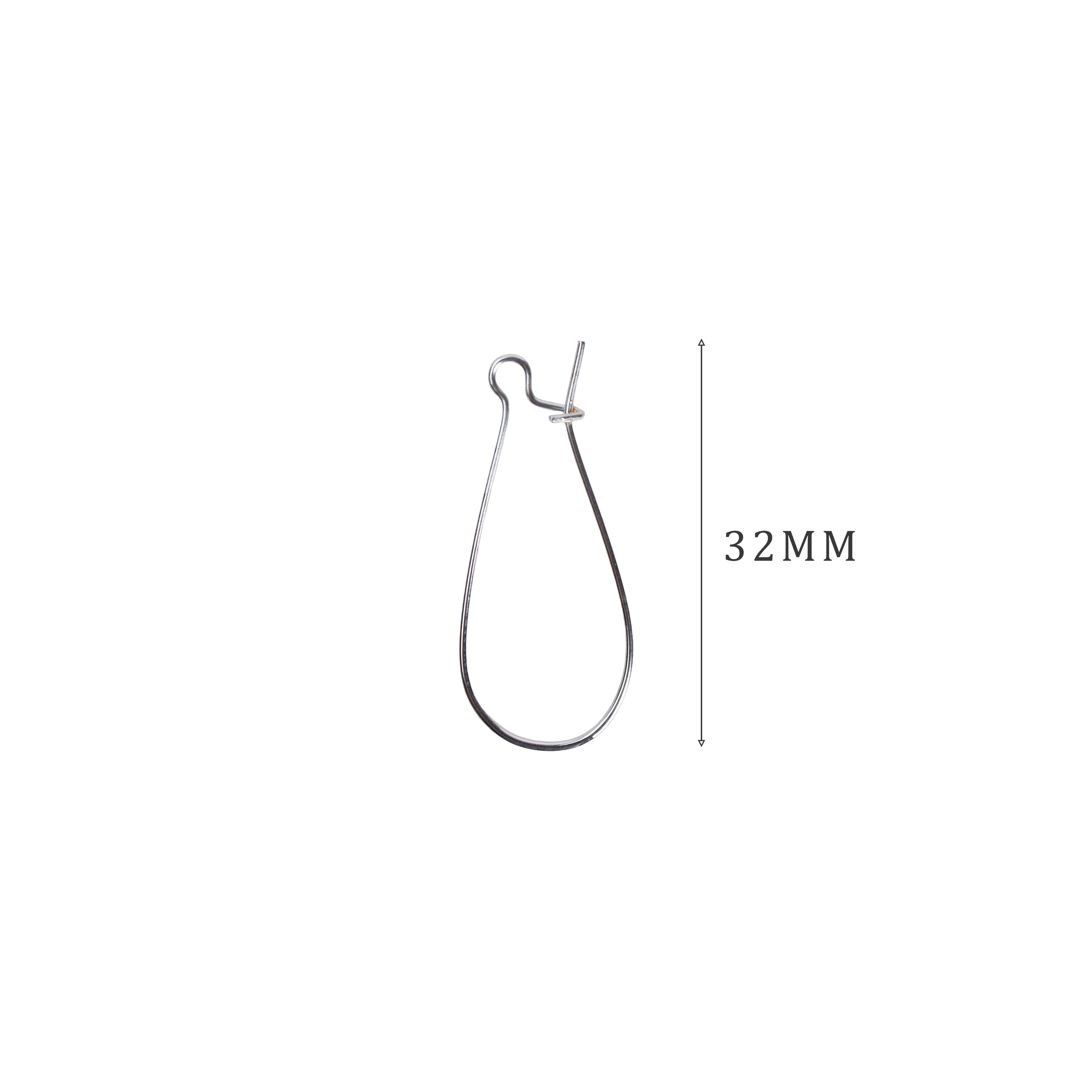 Jewellery Findings Ear Wire U Hooks Silver 32mm 12pc