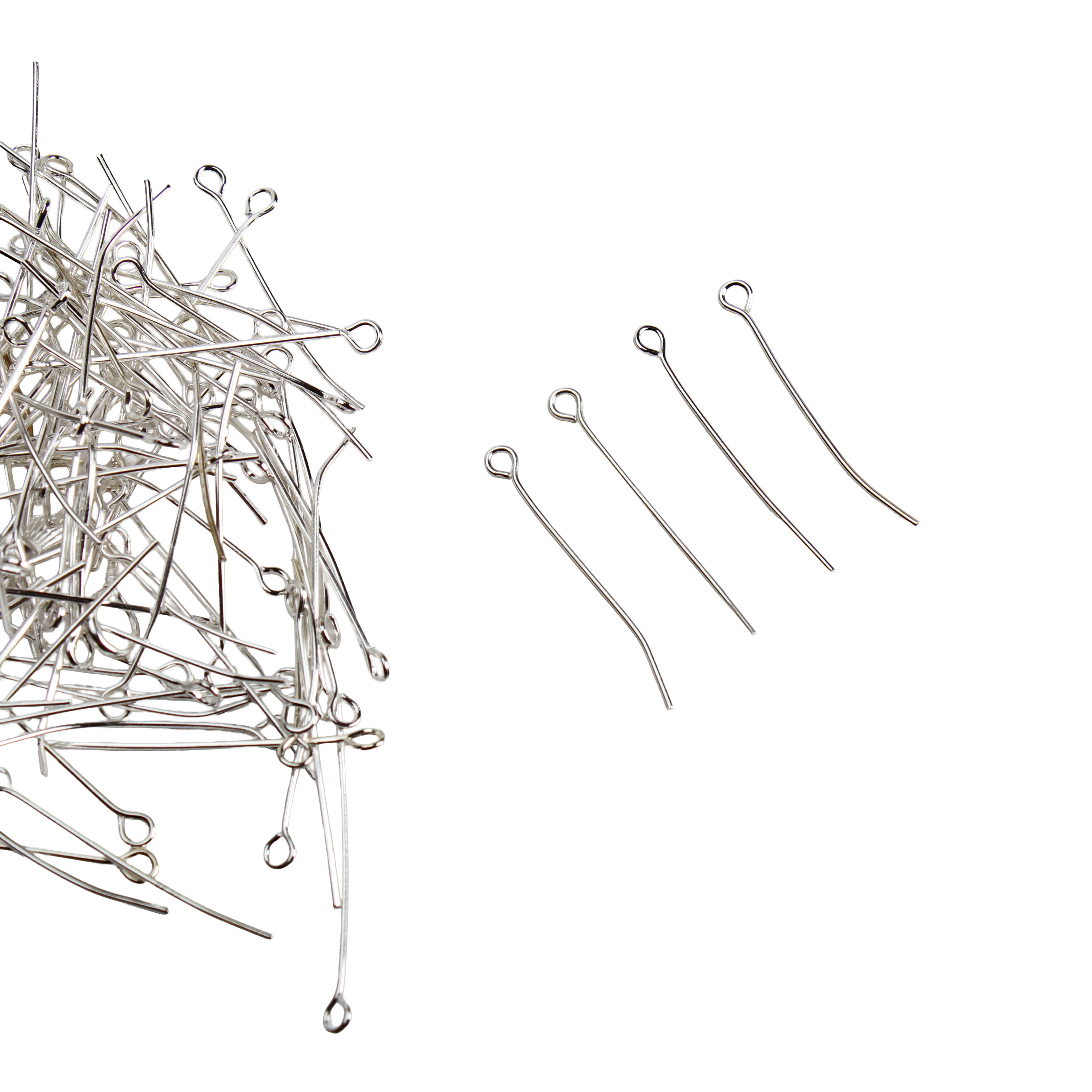 Jewellery Findings Eye Pin Silver 30mm 10gm