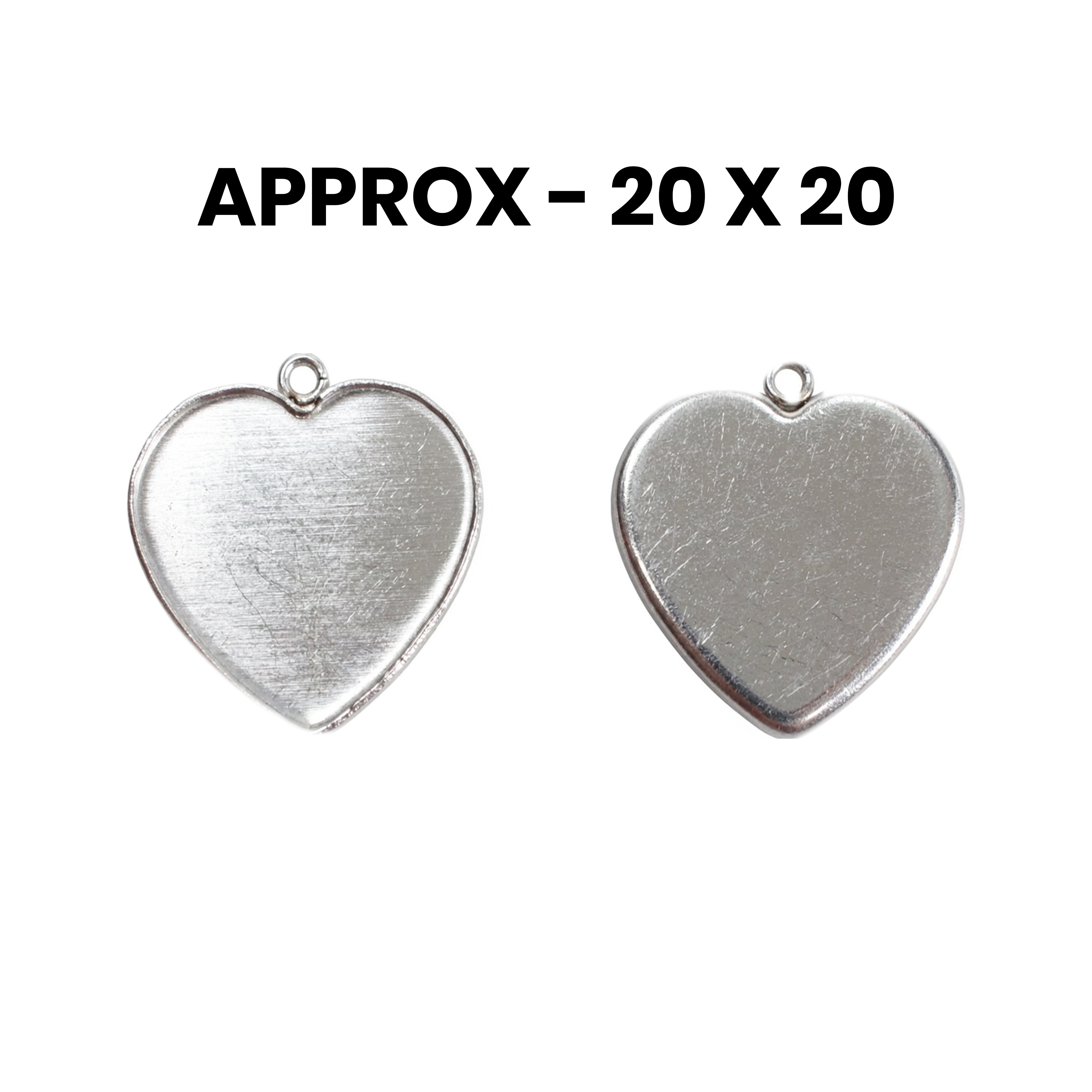 Metal Bezel Pendant Blank Heart 20 X 27mm 2pc