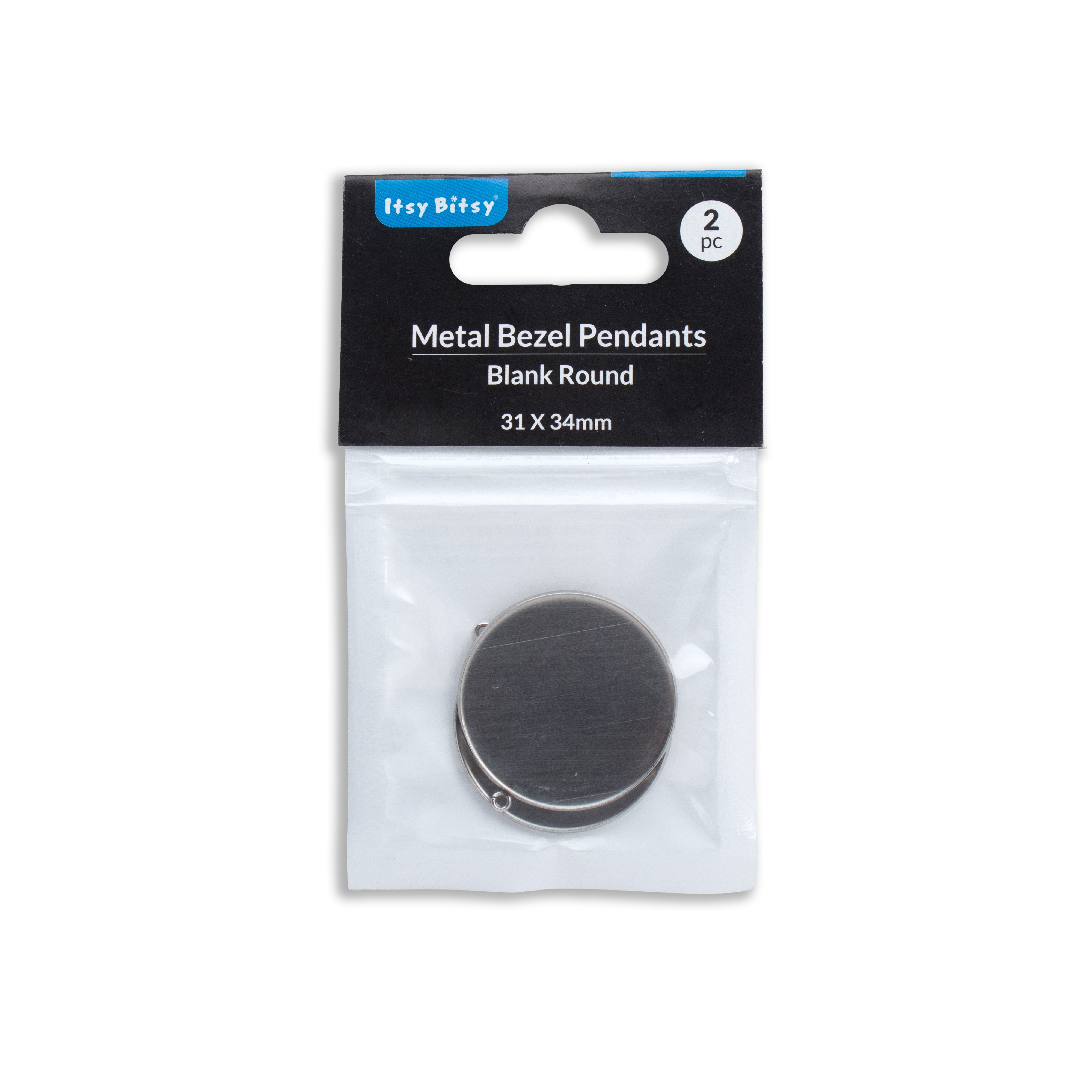 Metal Bezel Pendant Blank Round 31 X 34mm 2pc