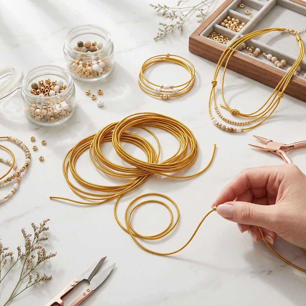 Deluxe Elastic Cord Gold 1mm 4 mtr