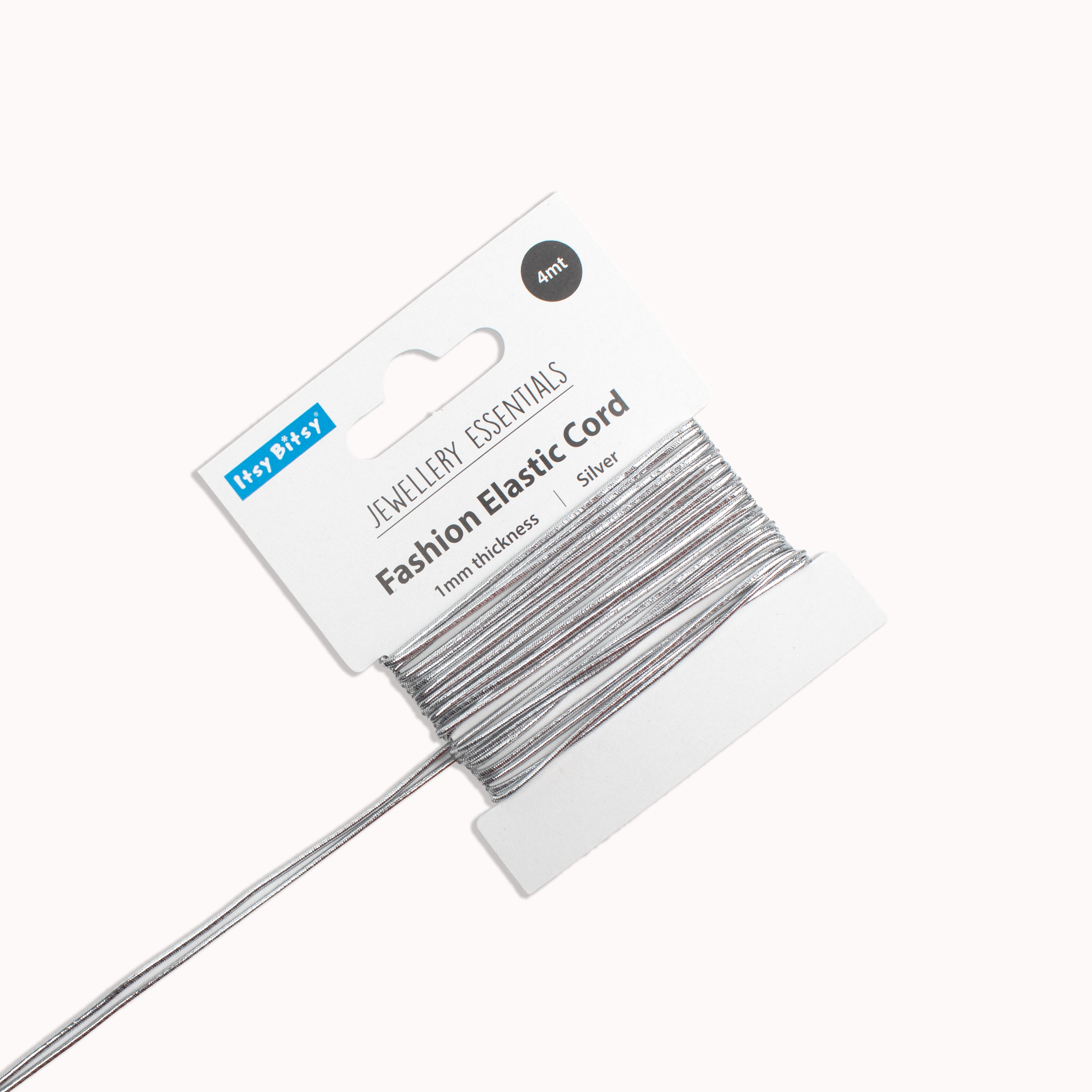 Deluxe Elastic Cord Silver 1mm 4 mtr