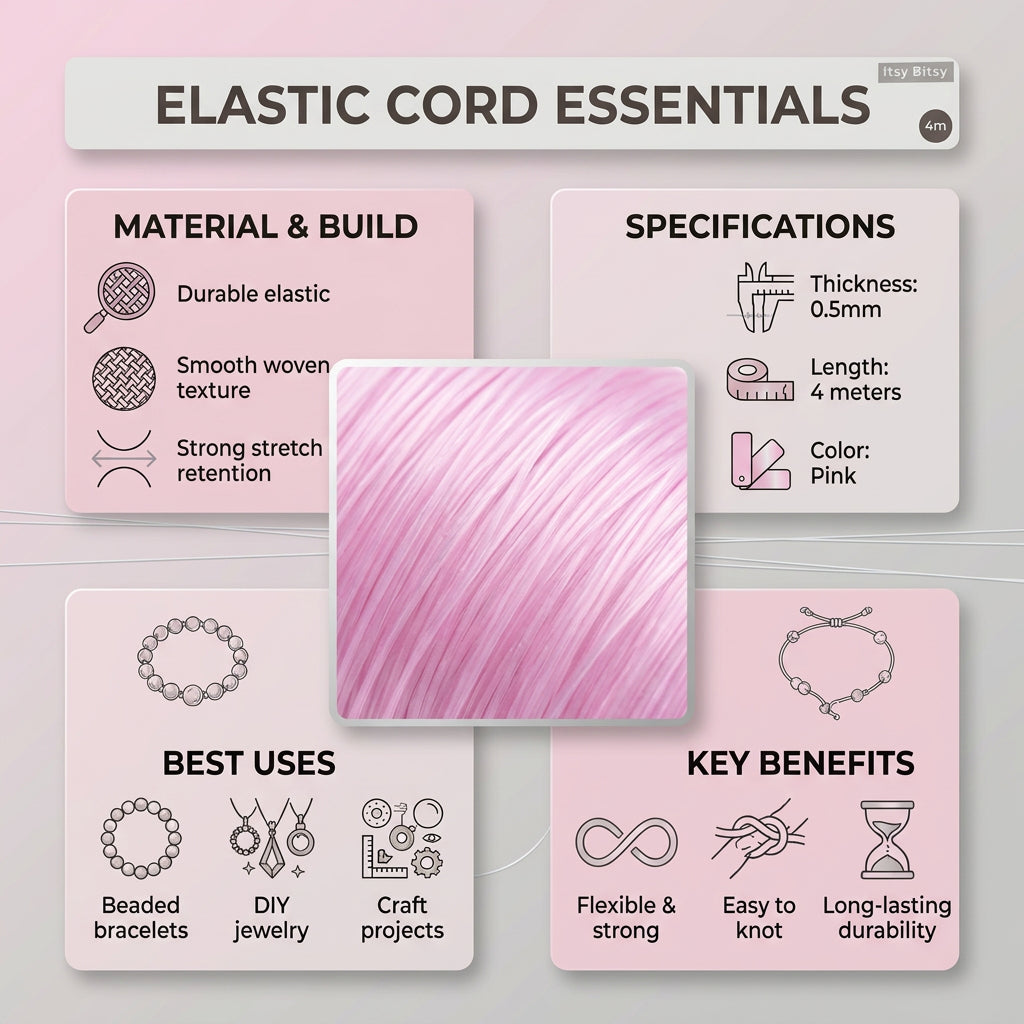 Elastic Cord Pink 0.5 mm 4mtr