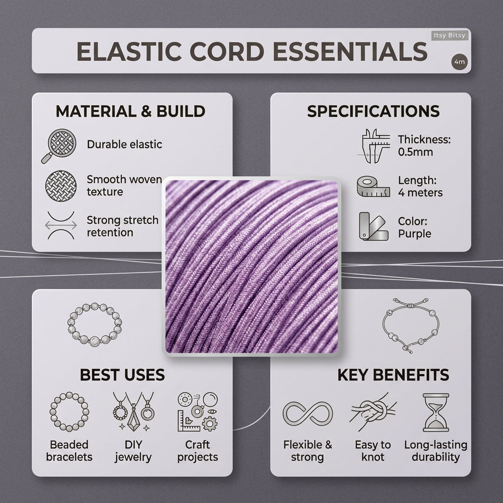 Elastic Cord Purple 0.5 mm 4mtr