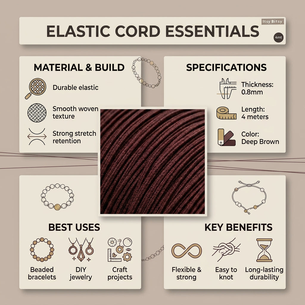 Elastic Cord Brown 0.8mm 4 mtr