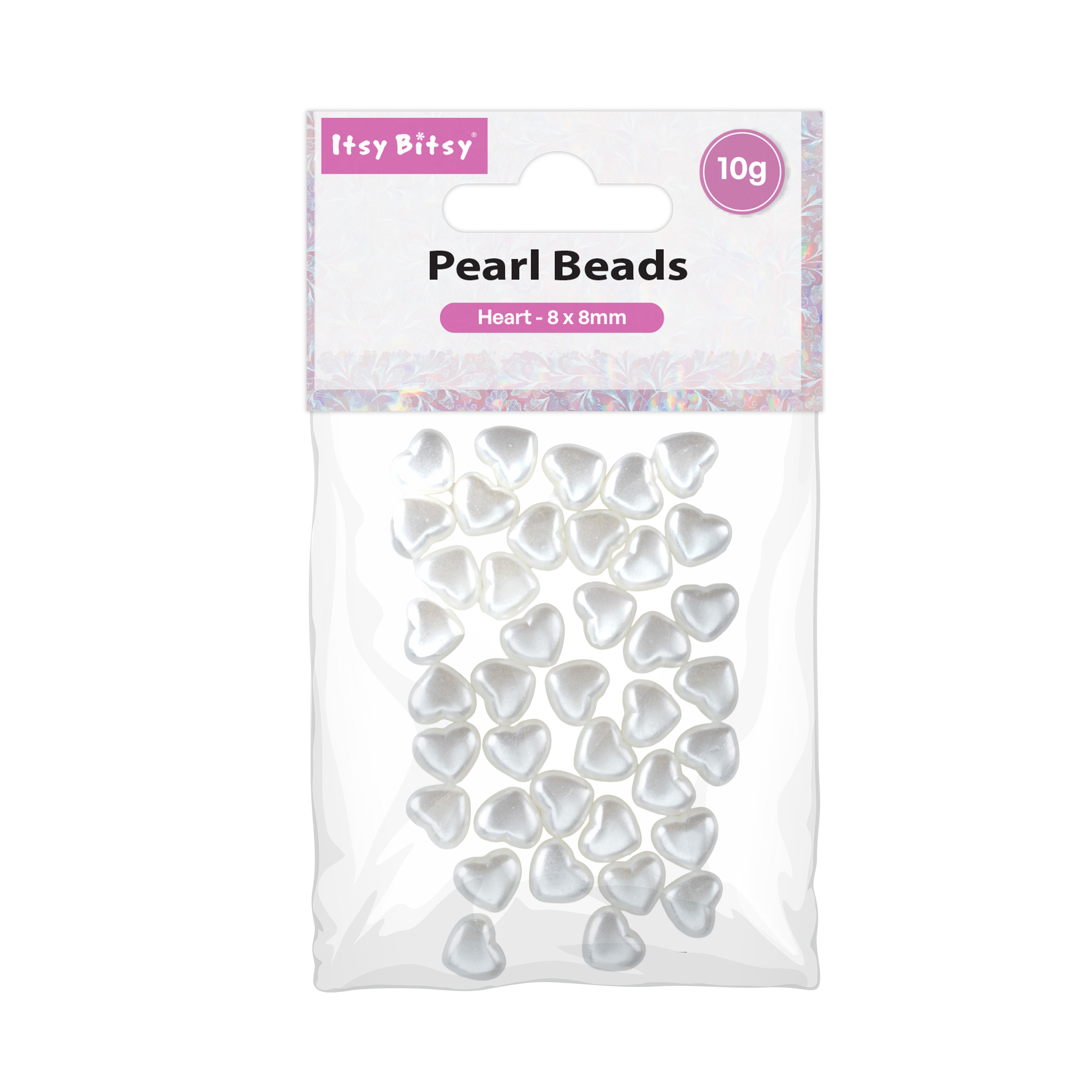 Pearl Beads with Hole Heart 8 x 9mm 10gm PBHC IB