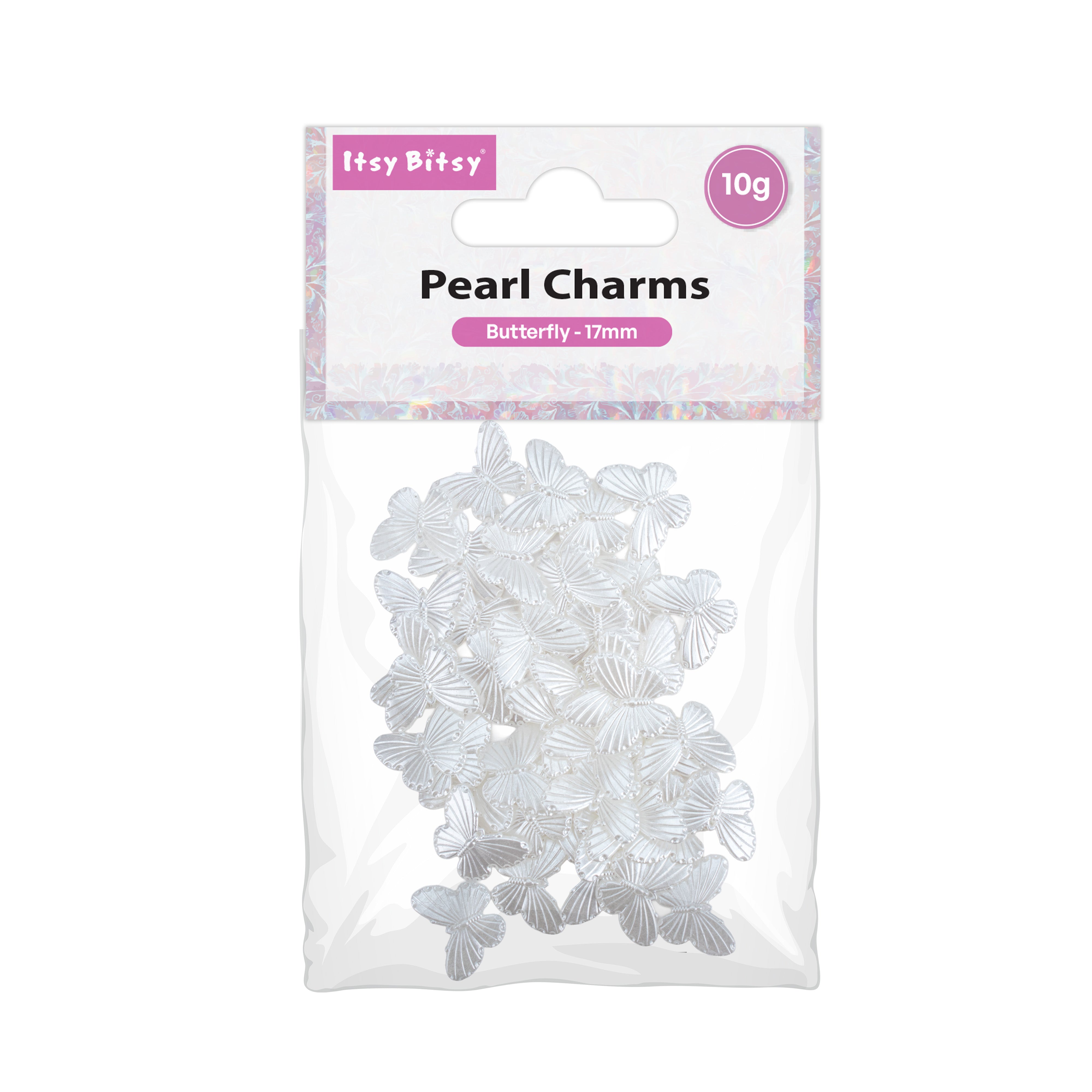 Pearl Beads with Hole Butterfly 18mm 10gm PBHC IB