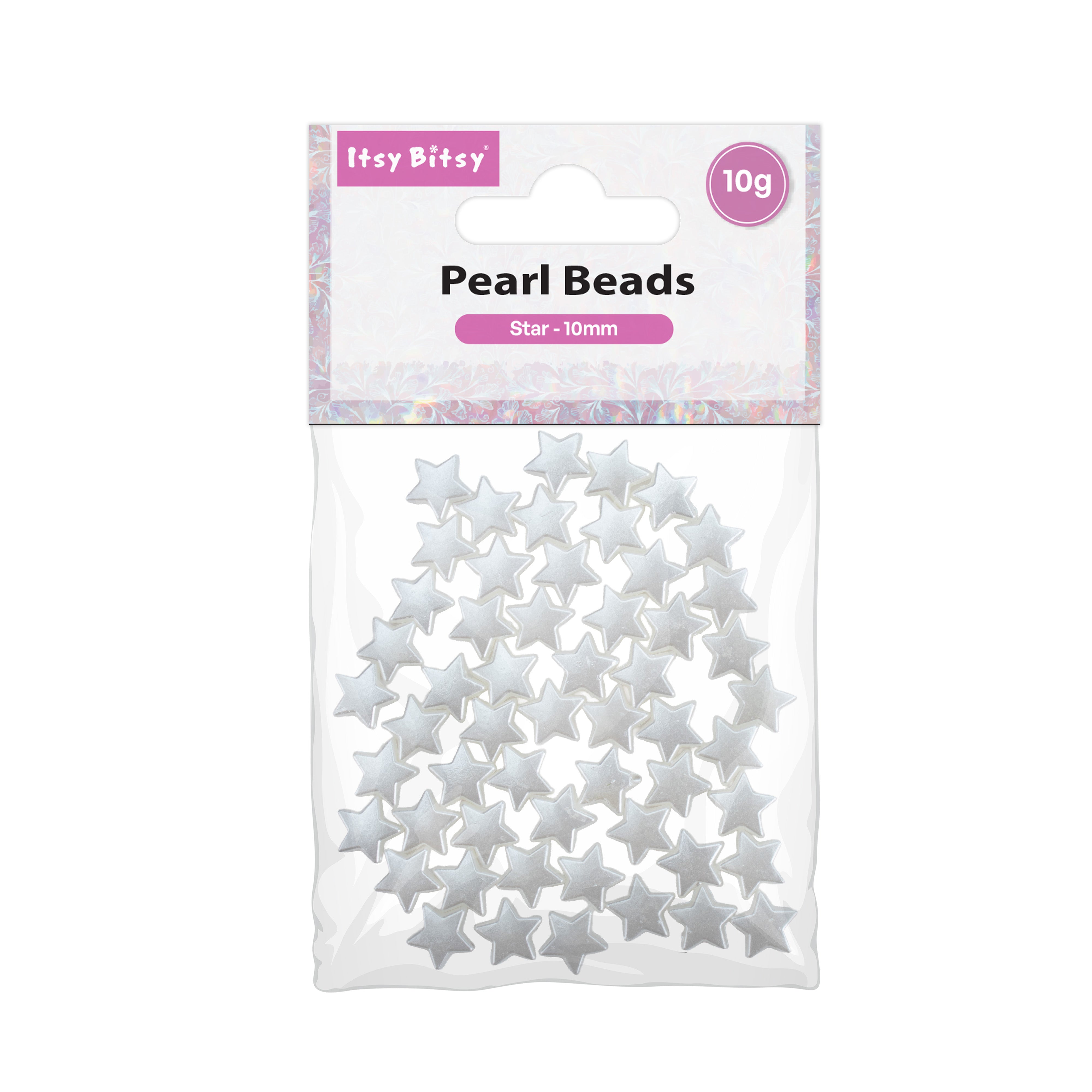 Pearl Beads with Hole Star 10mm 10gm PBHC IB