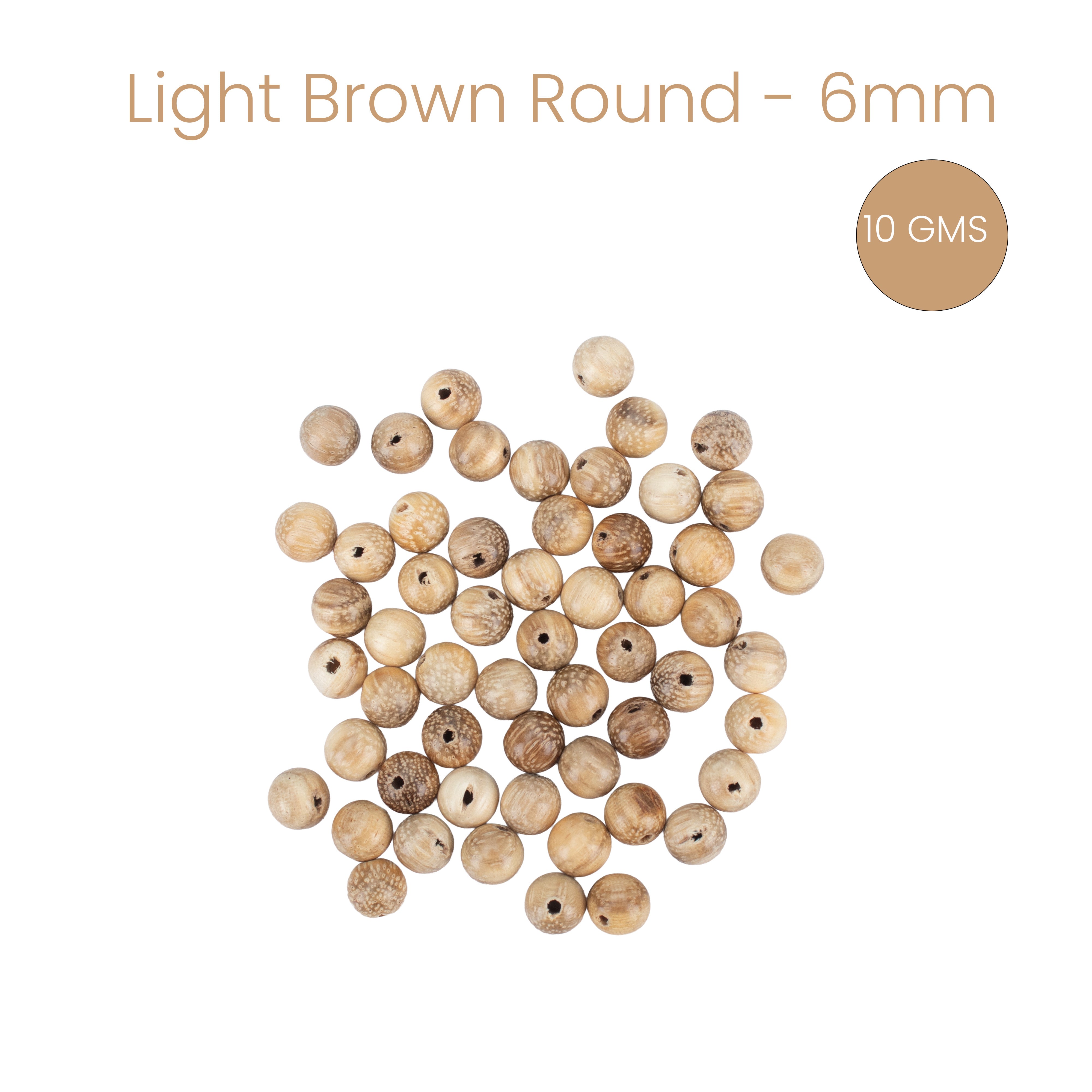 Agar Wood Beads Light Brown Round 6mm 10gm PBHC IB