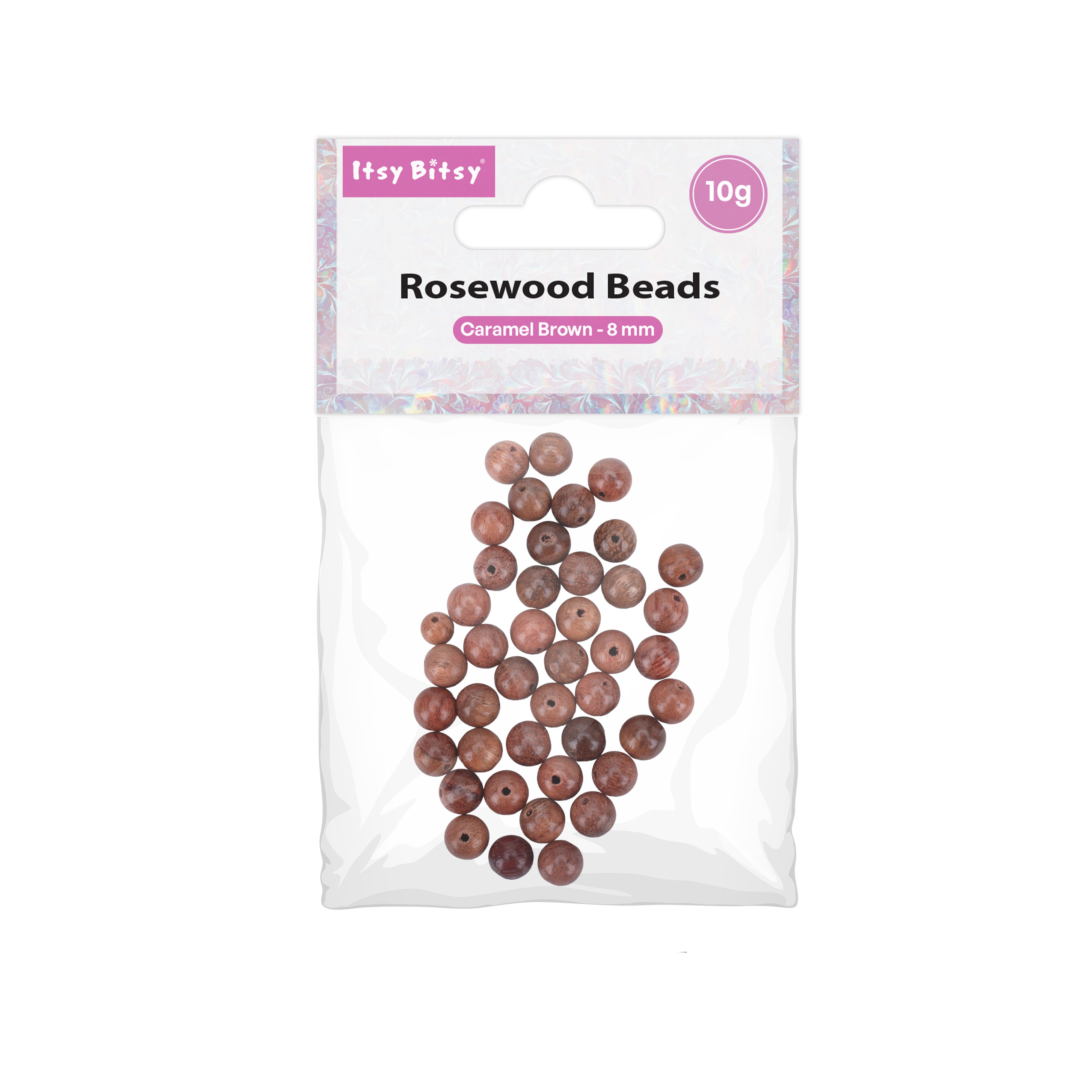 Rosewood Beads Caramel Brown 8mm 10gm PBHC IB