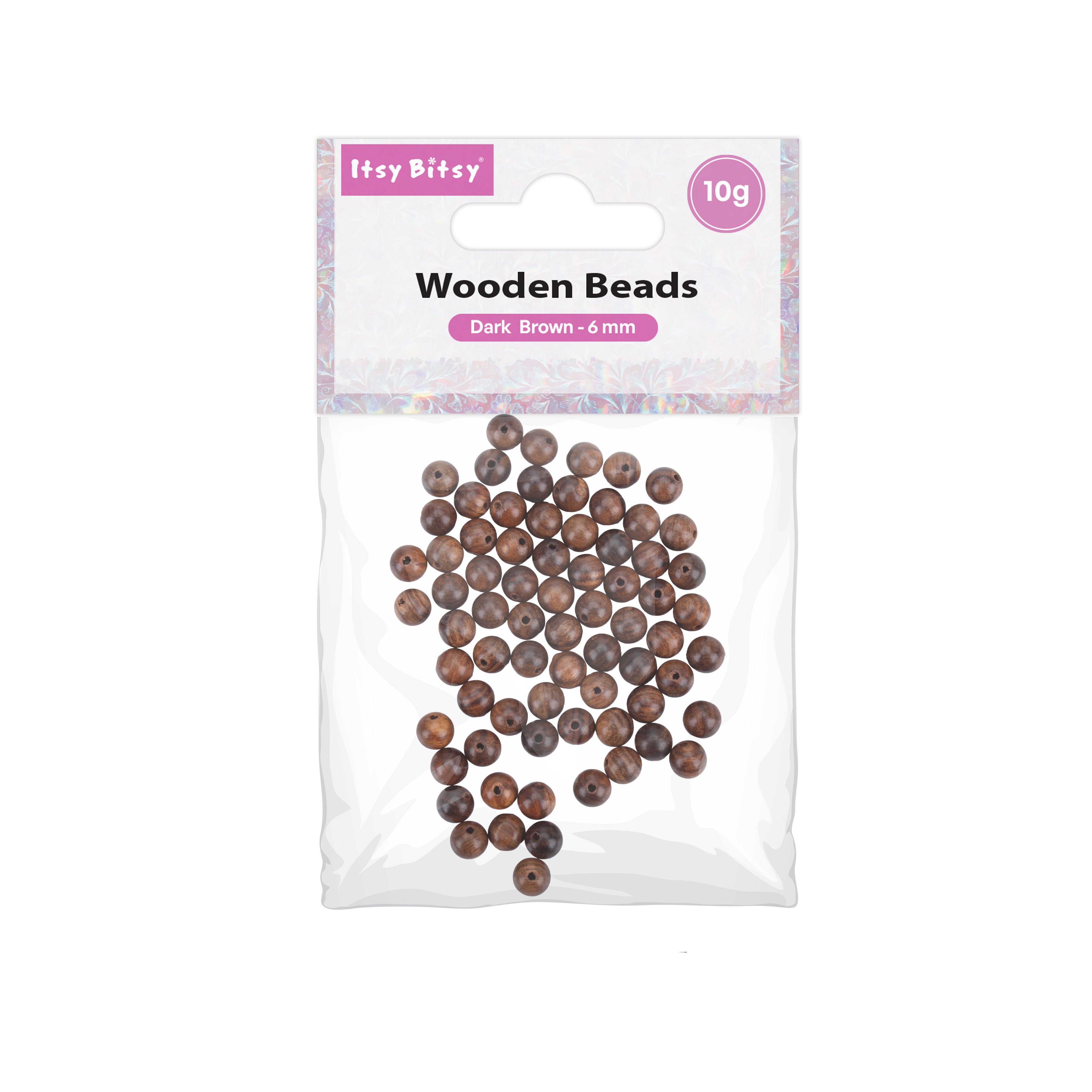 Wenge Wood Beads Dark Brown 6mm PBHC IB
