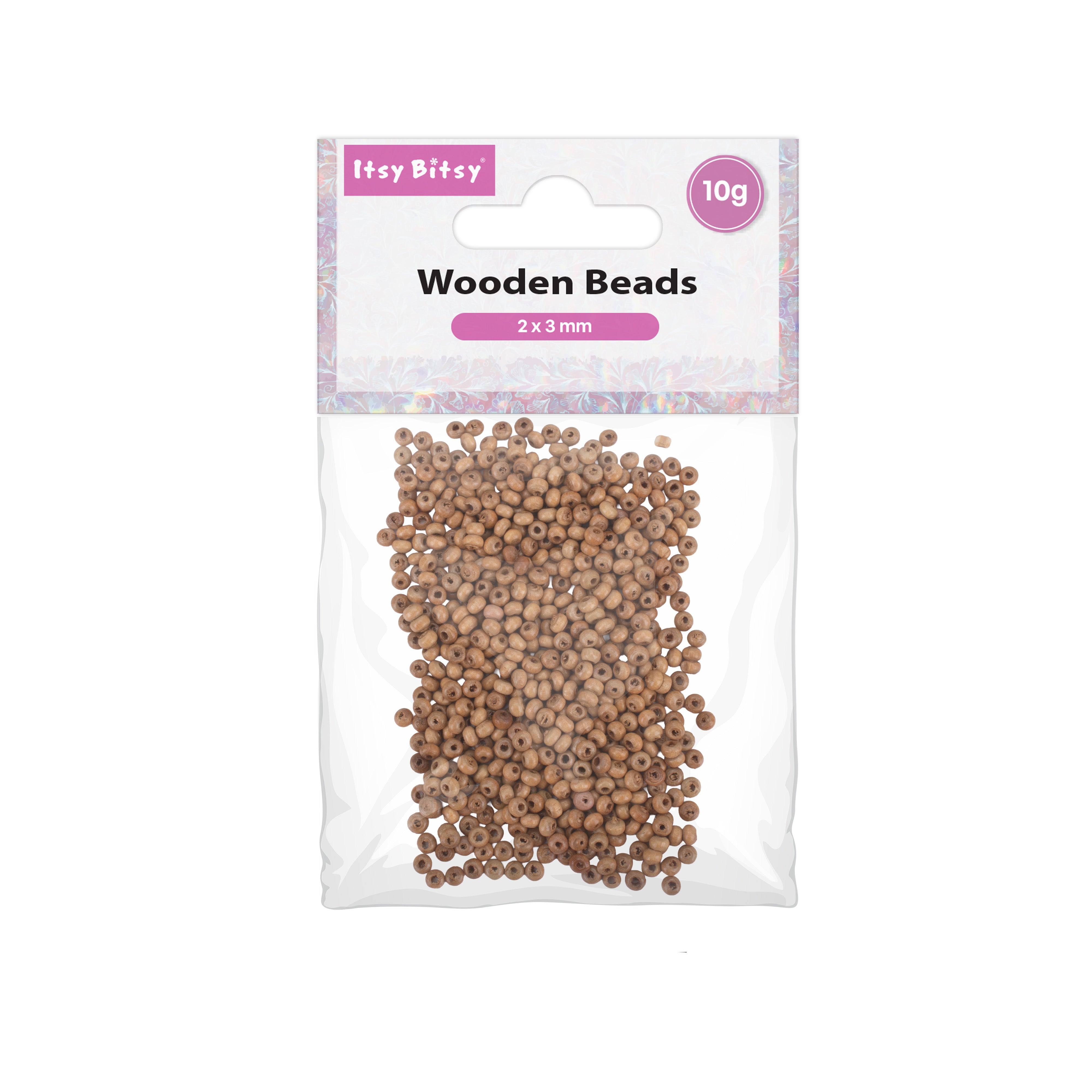 Wooden Beads 2 x 3mm 10gm PBHC IB
