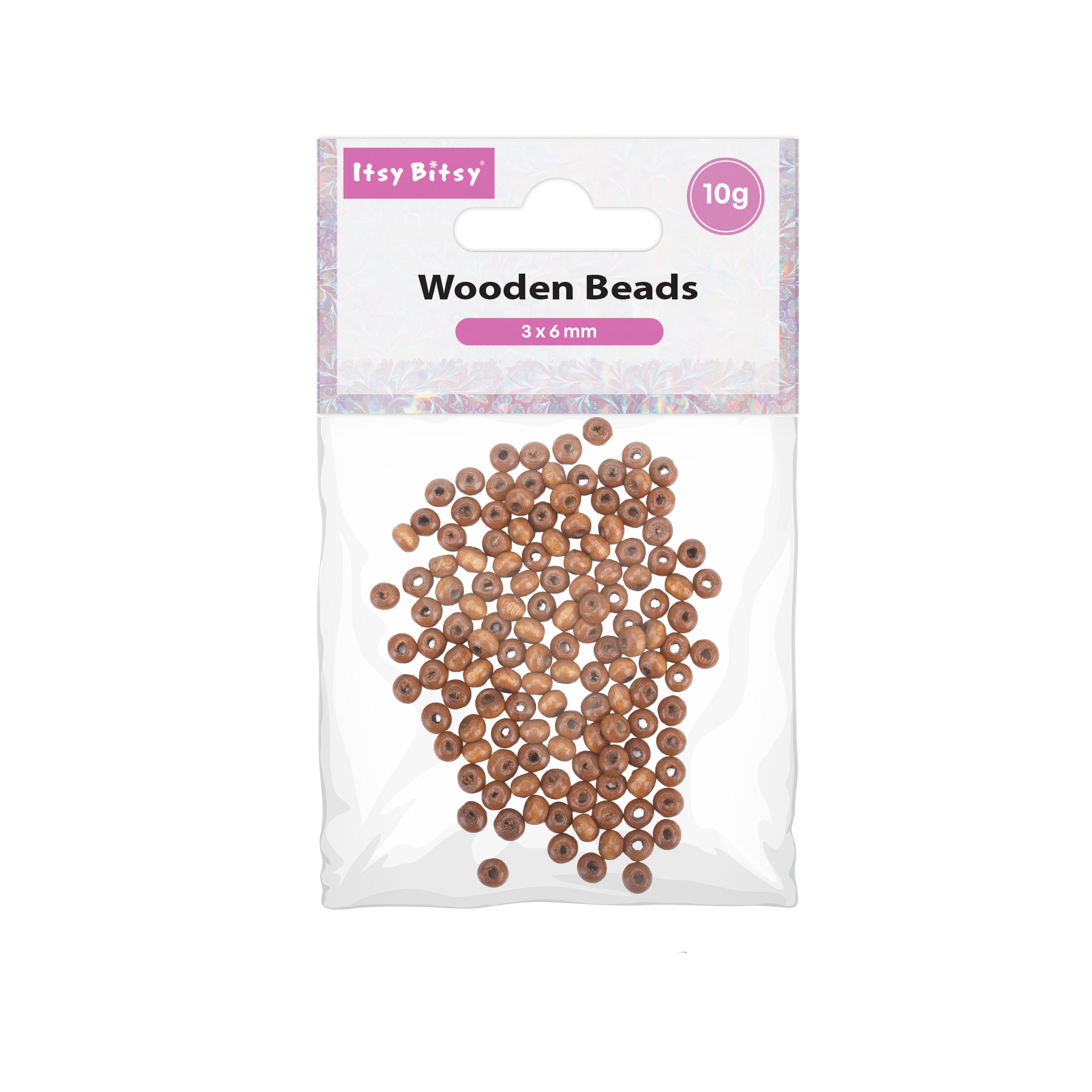Wooden Beads 3 x 6mm 10gm PBHC IB