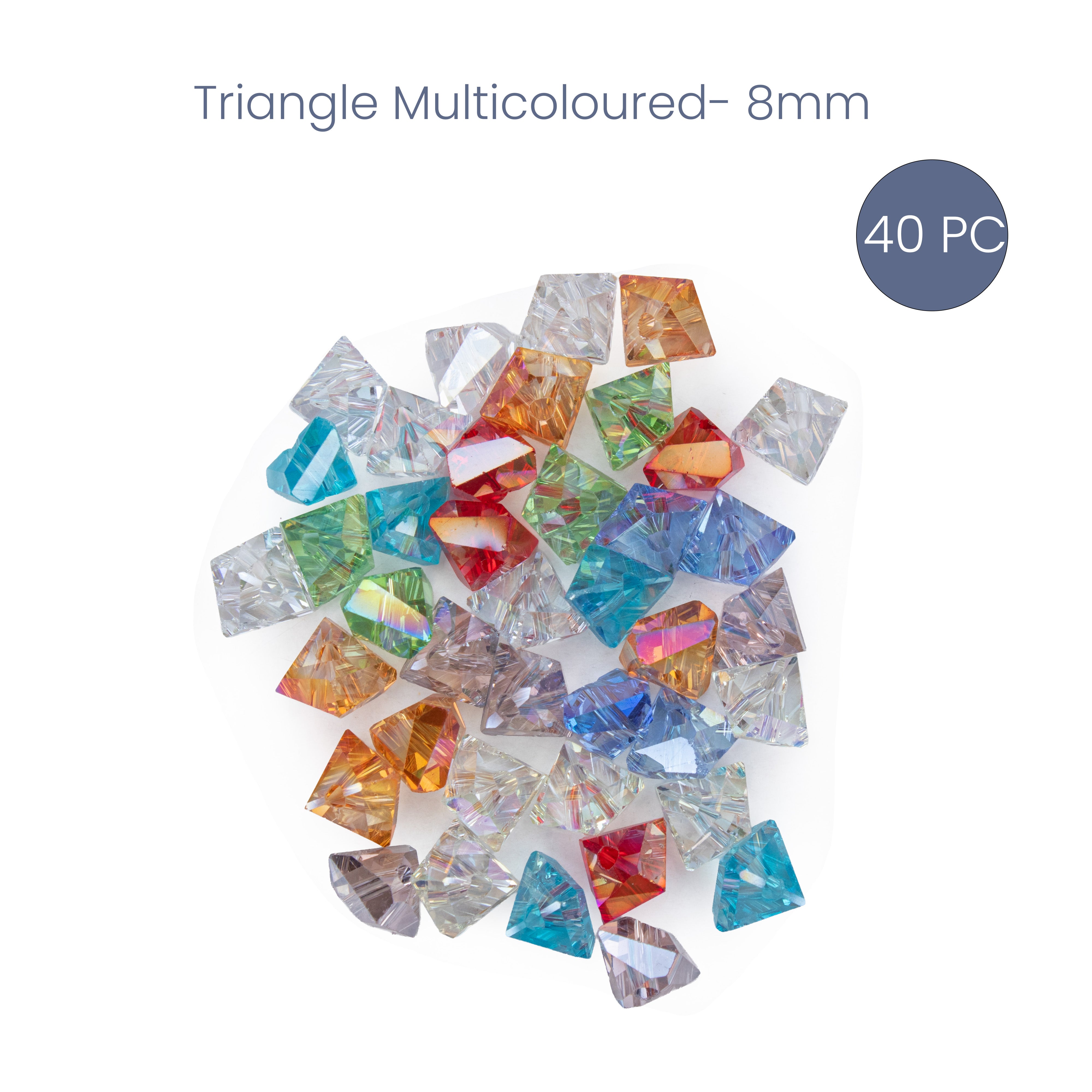 Crystal Beads Triangle Multicoloured 8mm 40pc PBHC IB