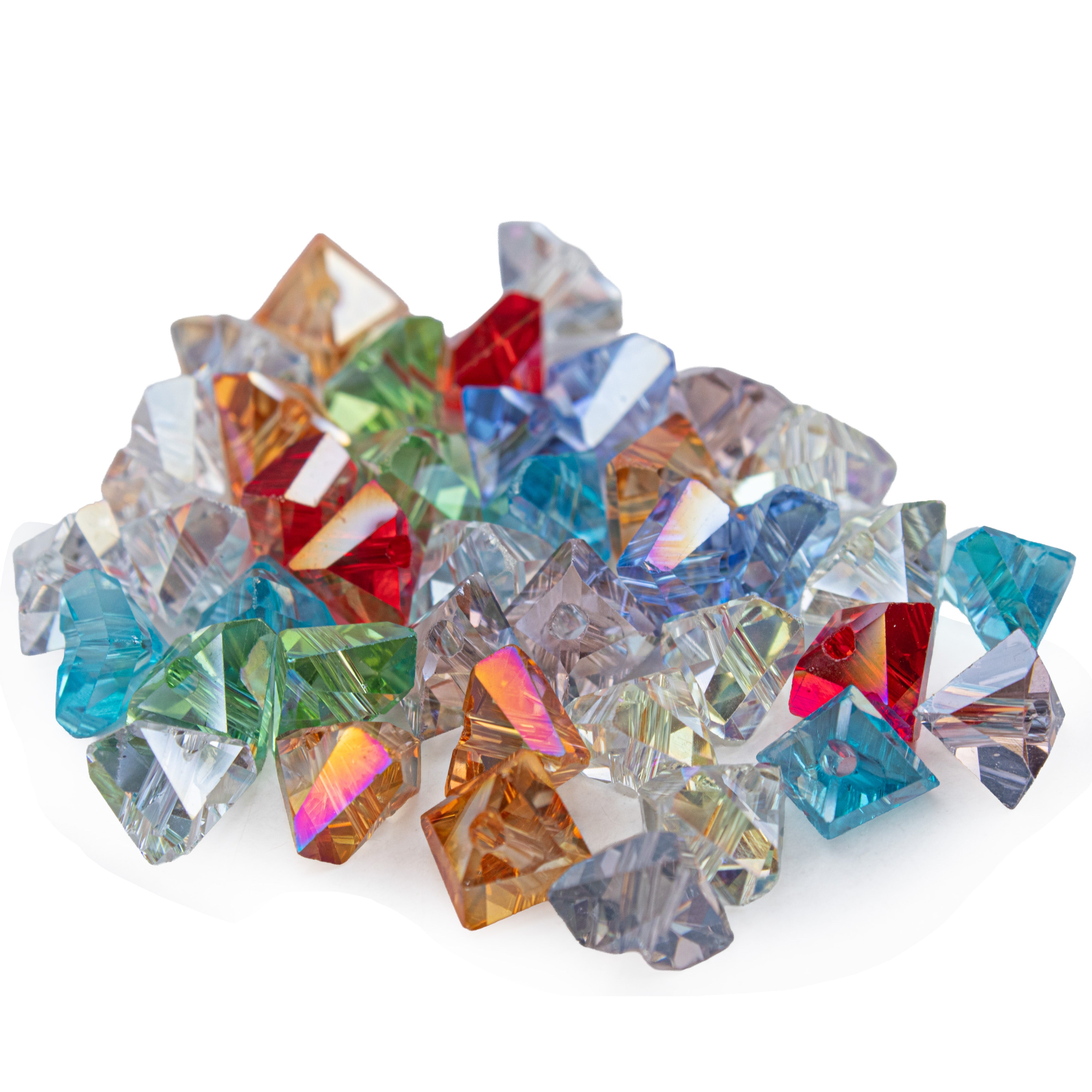 Crystal Beads Triangle Multicoloured 8mm 40pc PBHC IB