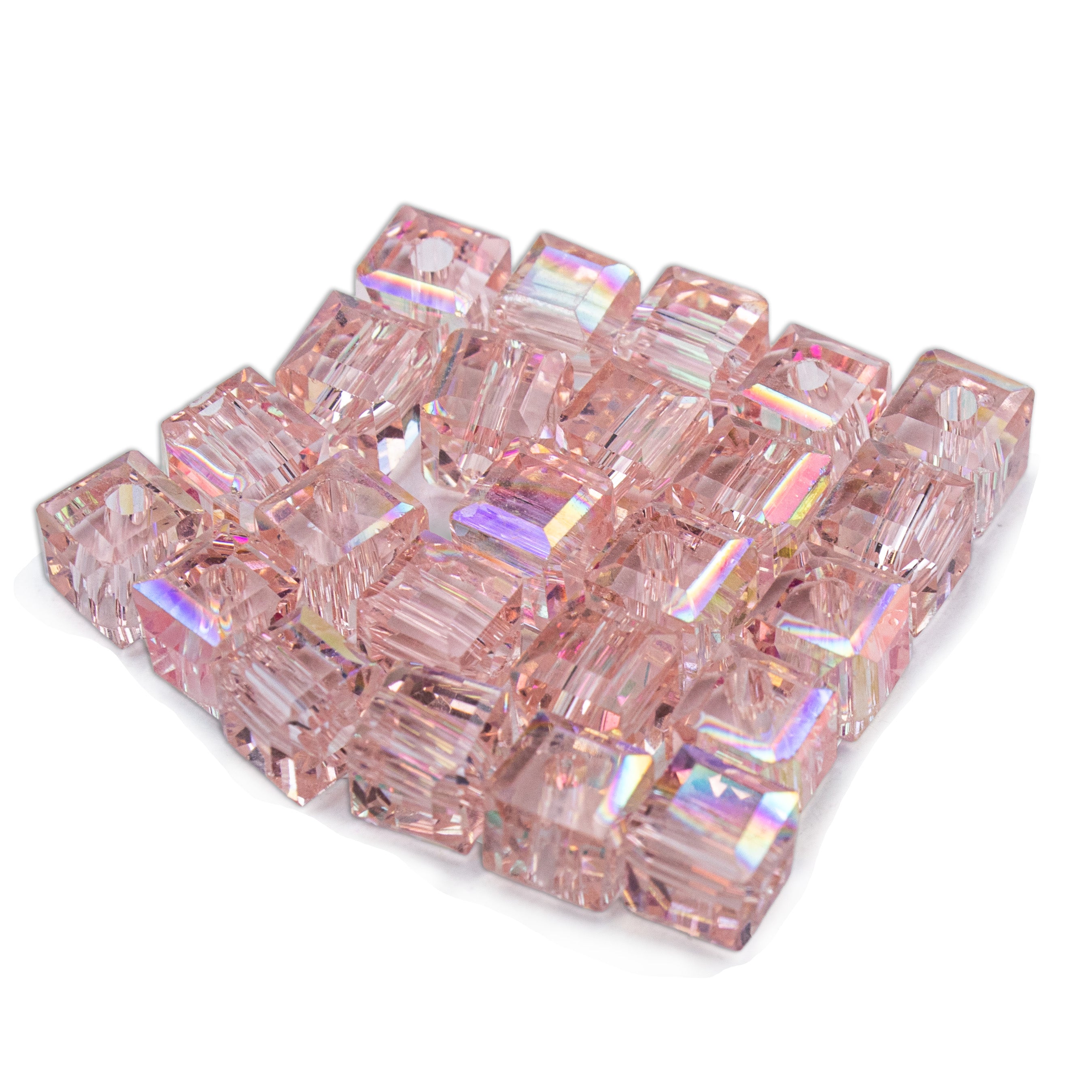 Crystal Beads Square Light Pink 6 X 6mm 25pc PBHC IB