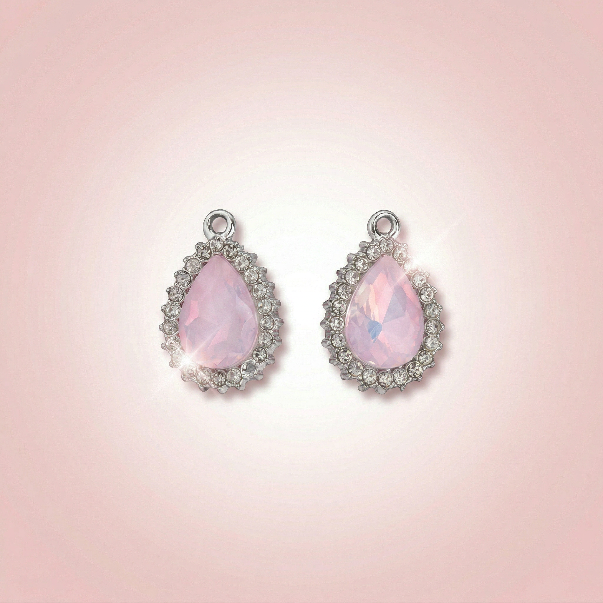 Crystal Pendant Drop Pink Pack of 2