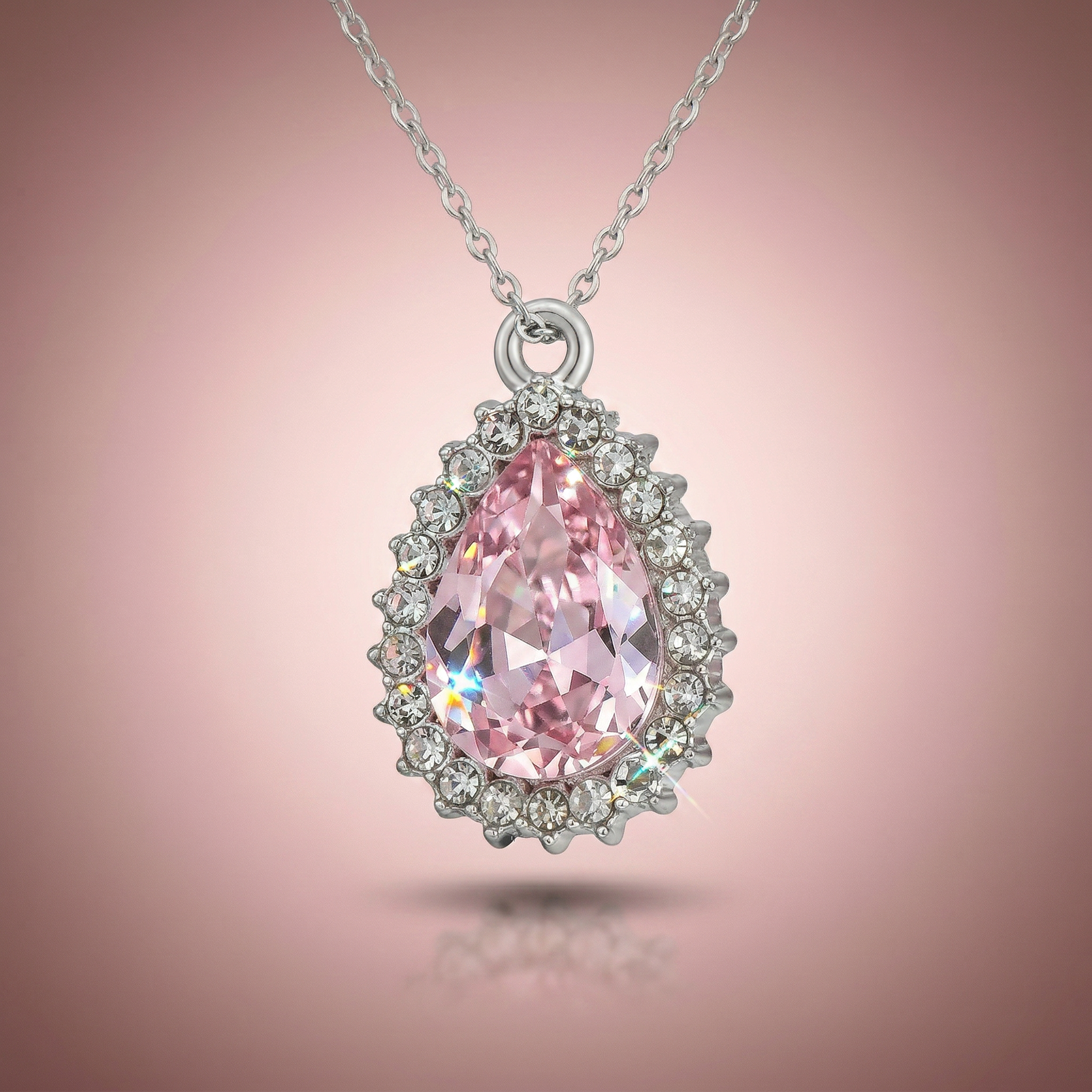 Crystal Pendant Drop Pink Pack of 2
