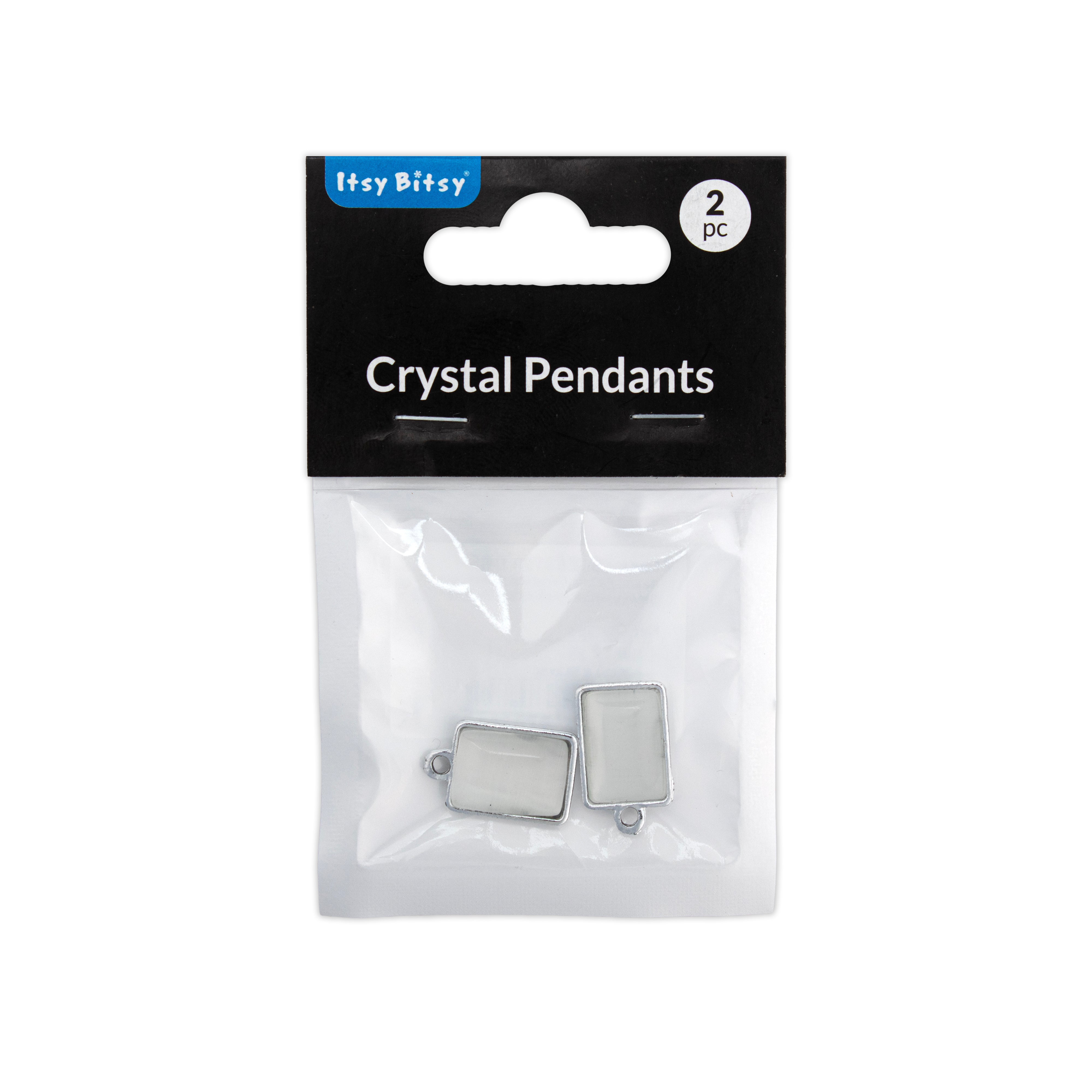 Pearly Pendant - Rectangle, Smoky white, Pack of 2