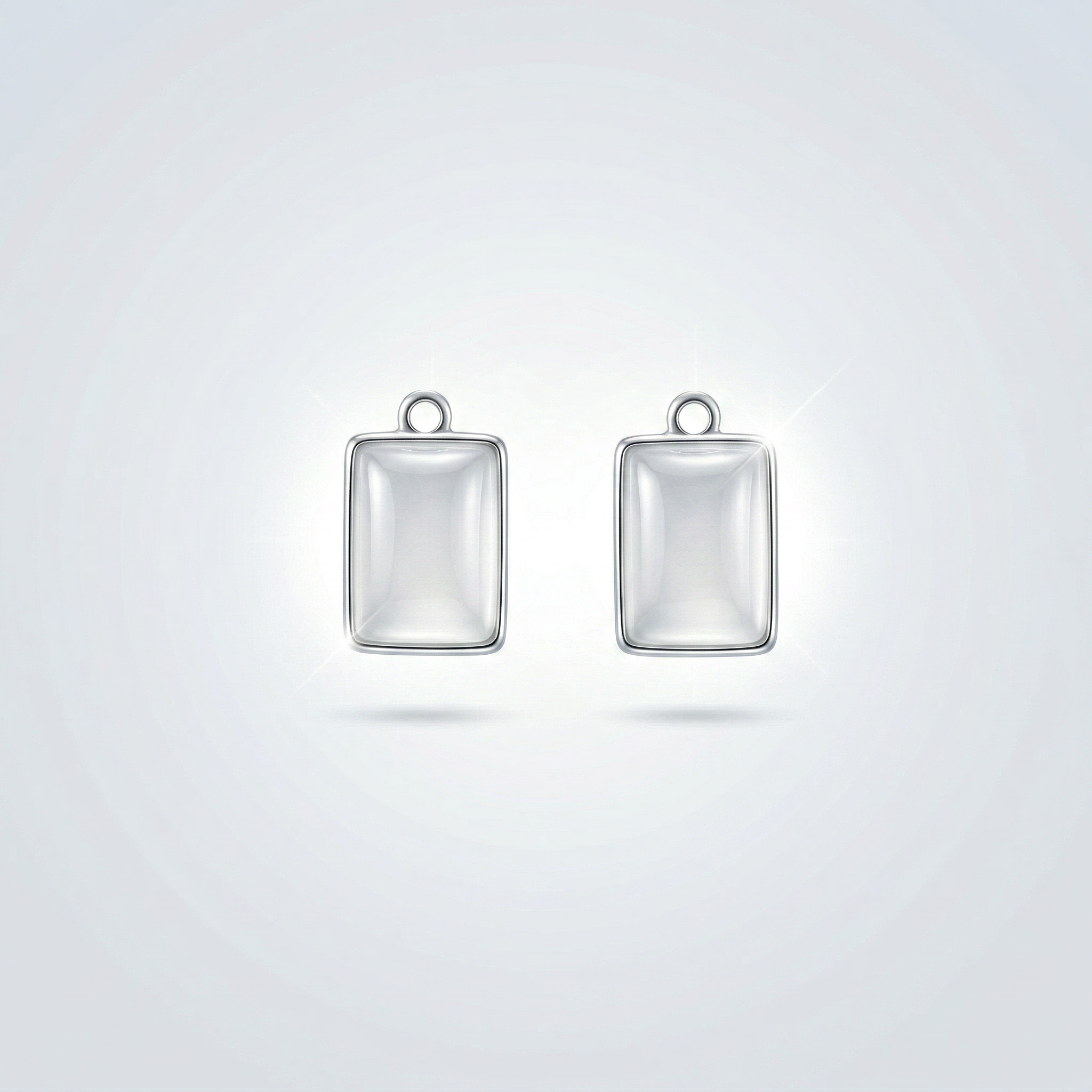 Pearly Pendant - Rectangle, Smoky white, Pack of 2
