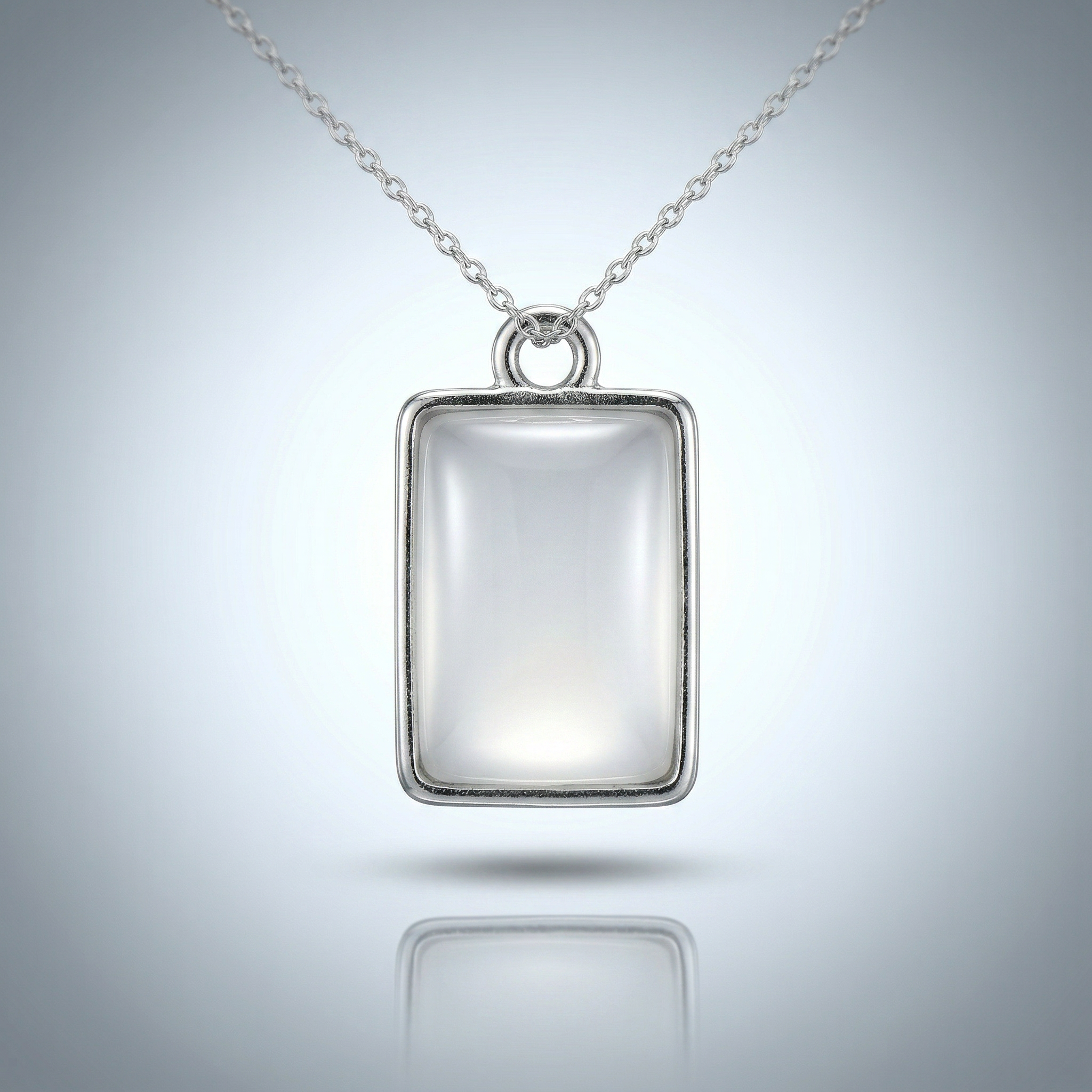 Pearly Pendant - Rectangle, Smoky white, Pack of 2