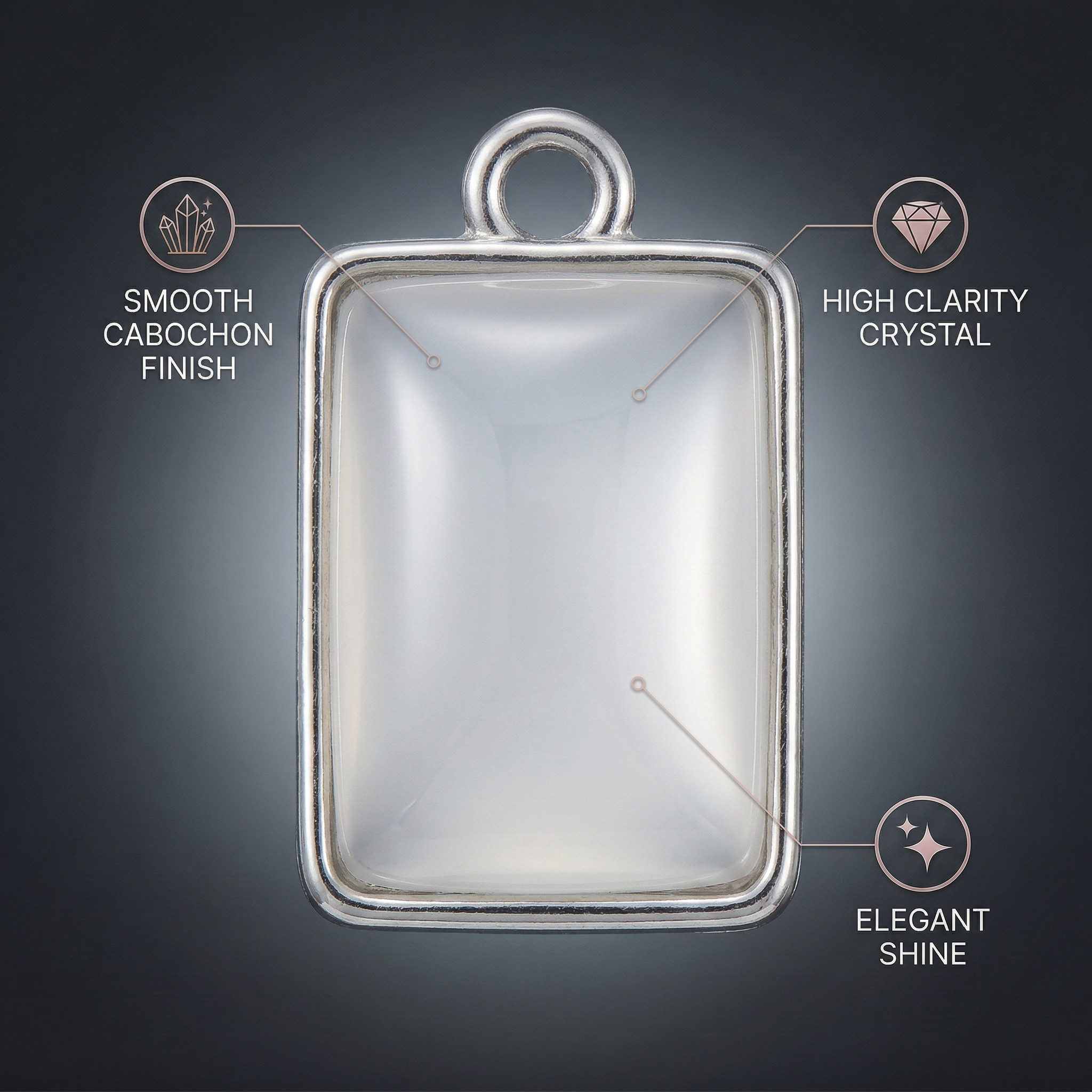 Pearly Pendant - Rectangle, Smoky white, Pack of 2