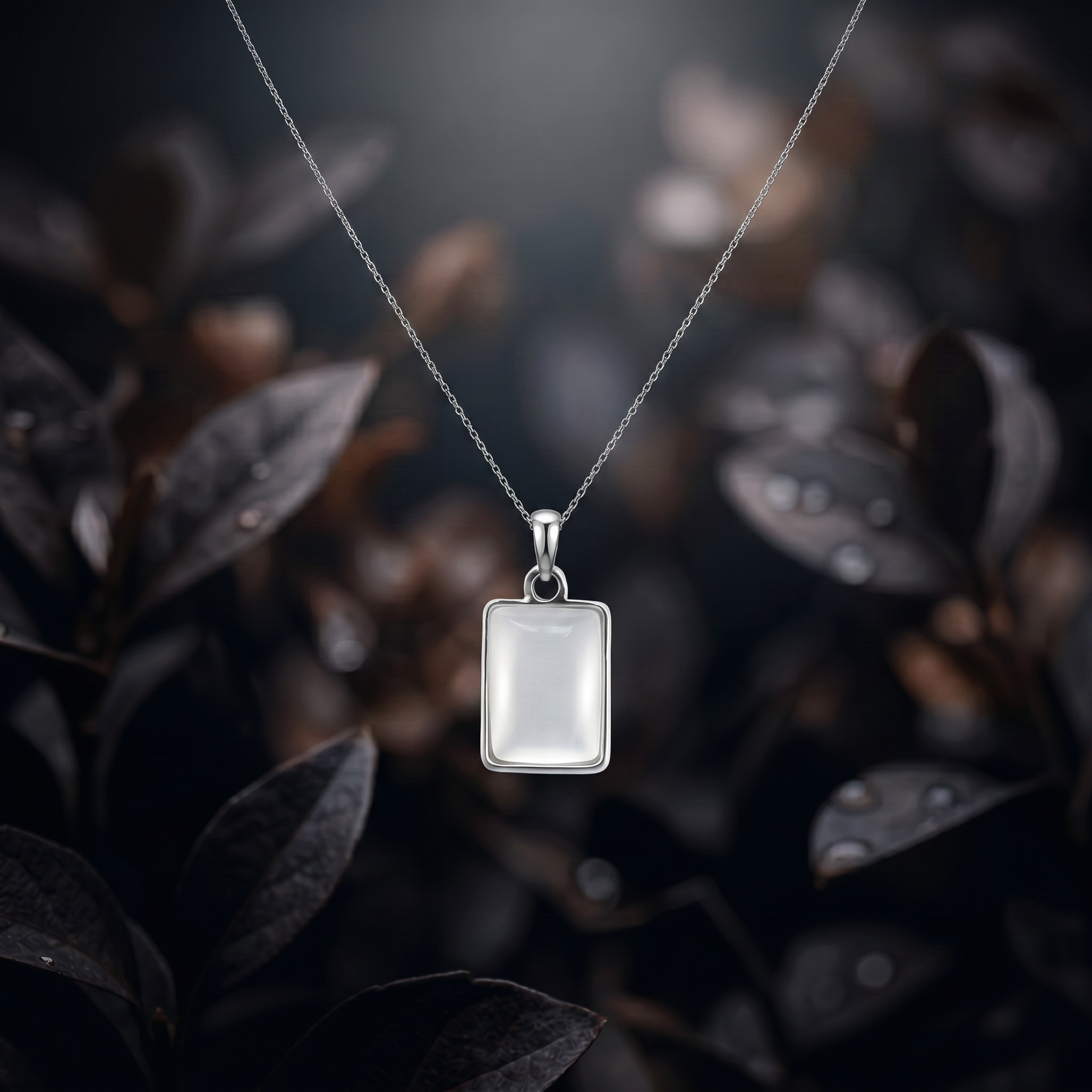 Pearly Pendant - Rectangle, Smoky white, Pack of 2