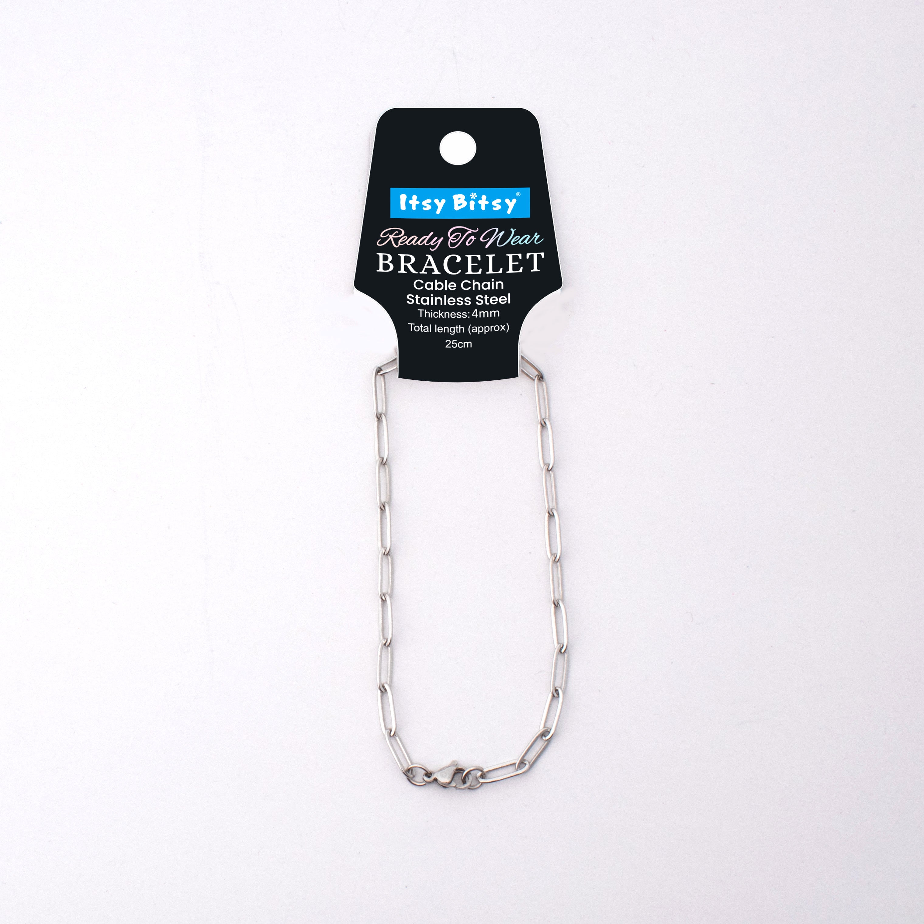 Ready-to-Wear Cable Chain Bracelet Stainless Steel 25cm 1pc
