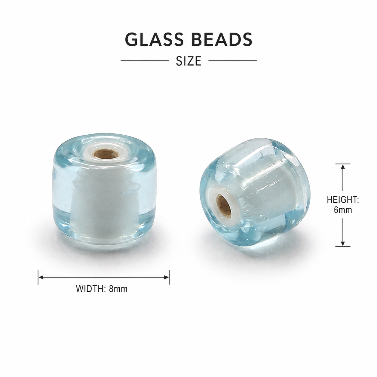 Glass Bead Round Soft Sky 500grm