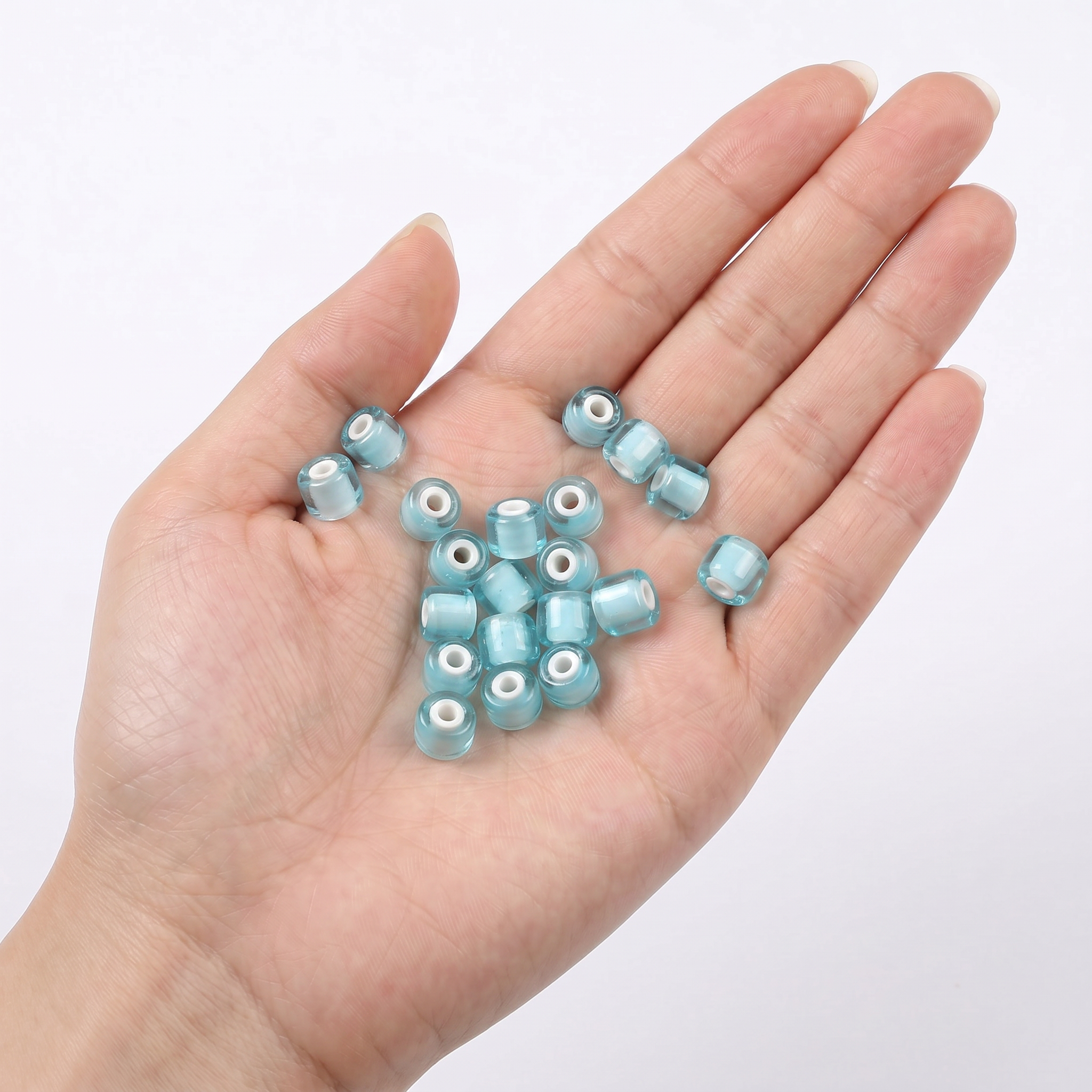 Glass Bead Round Soft Sky 500grm