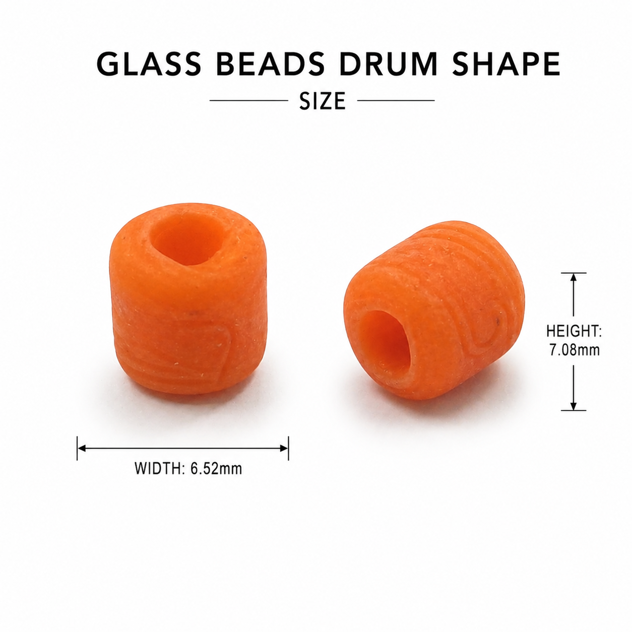Glass Beads Drum Shape Bright orange 6.52 X 7.08mm 500grm