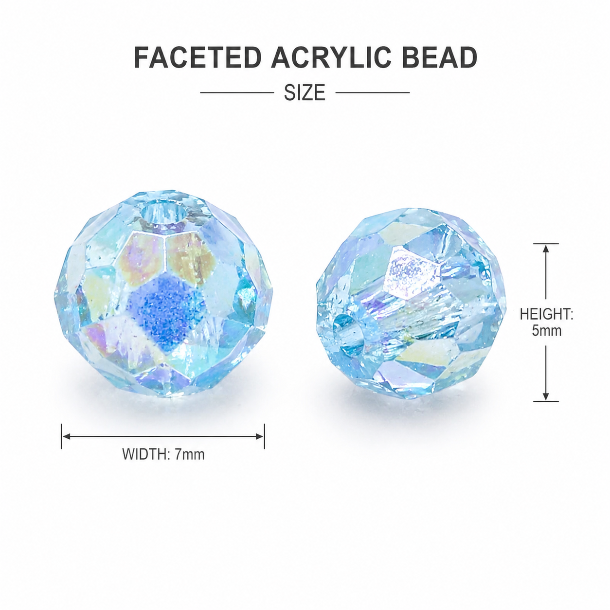 Acrylic Beads Faceted Crystal Sky Blue 500grm