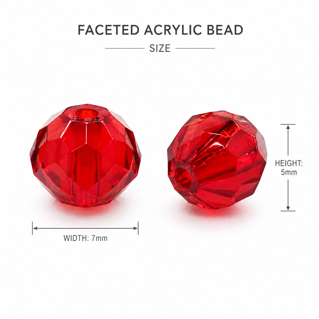 Acrylic Beads Faceted Crystal Red 500grm