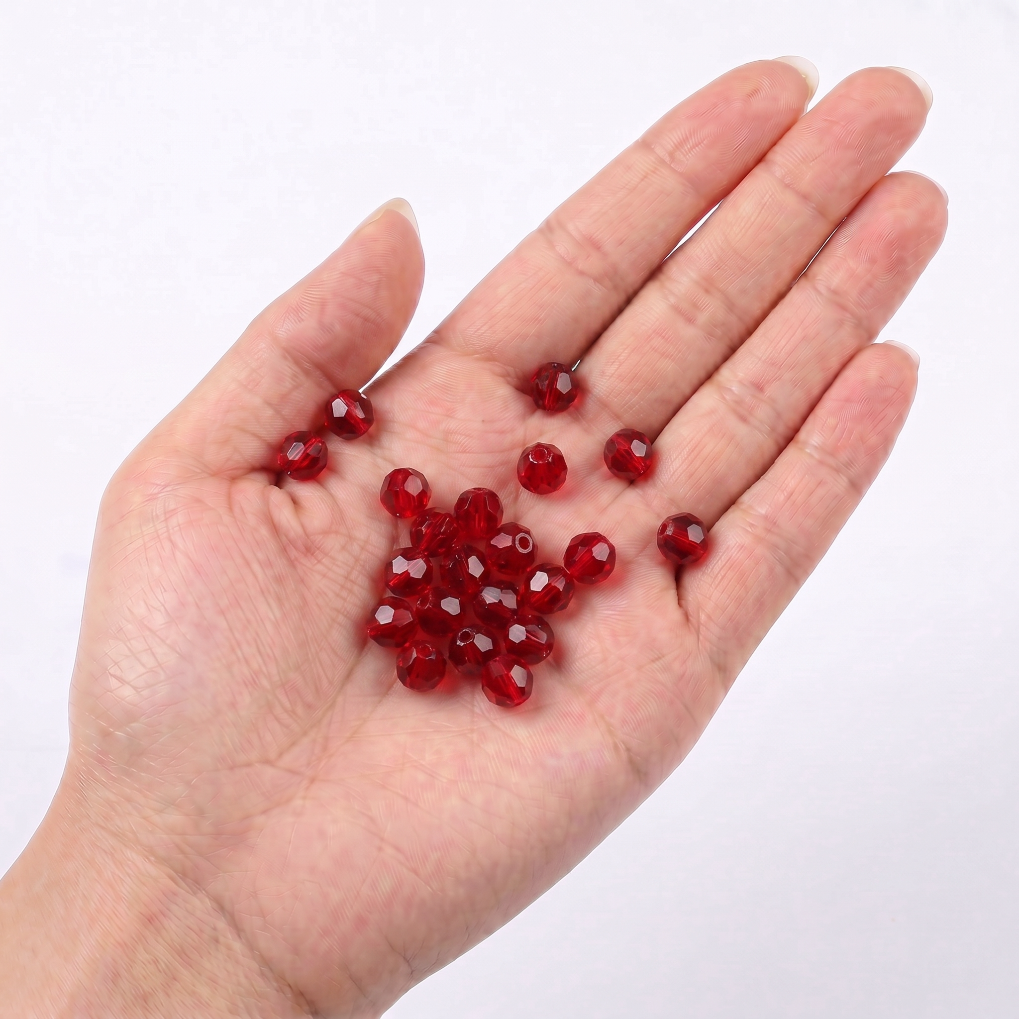 Acrylic Beads Faceted Crystal Red 500grm