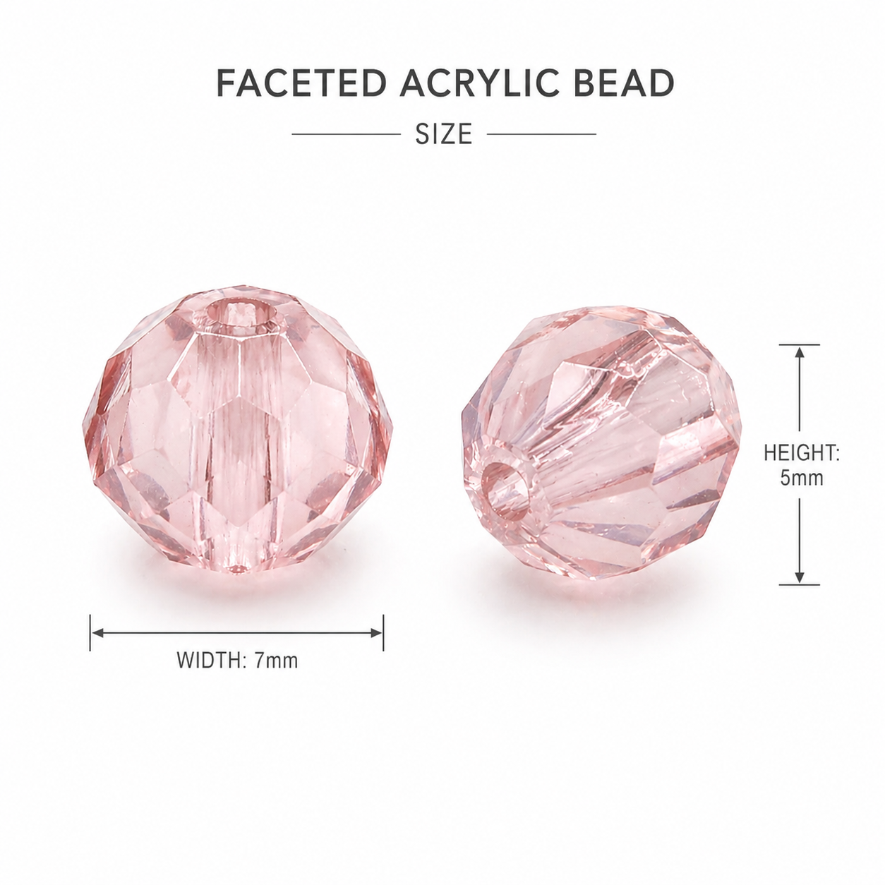 Acrylic Beads Faceted Crystal rose 500grm